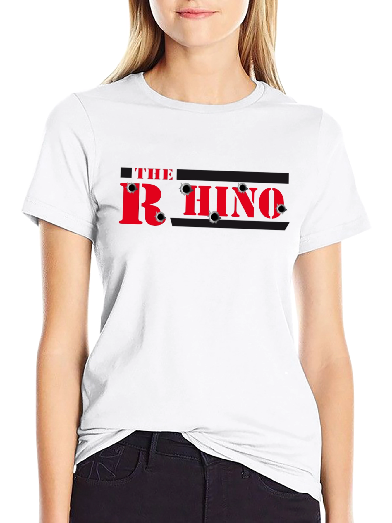 Black The Rhino Bullet Hole T-Shirt view 9