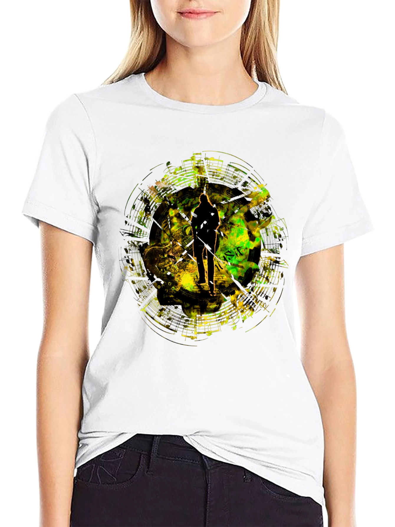Black Abstract Silhouette Graphic T-Shirt view 9