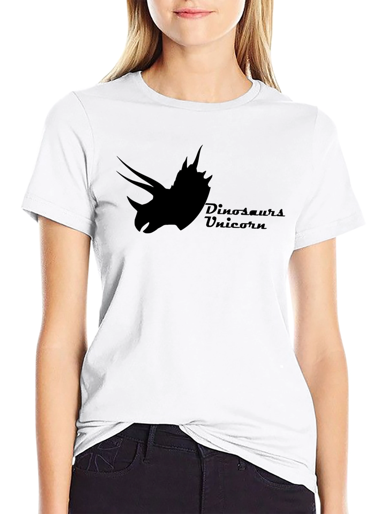 Black Dinosaurs Unicorn Black T-Shirt view 9