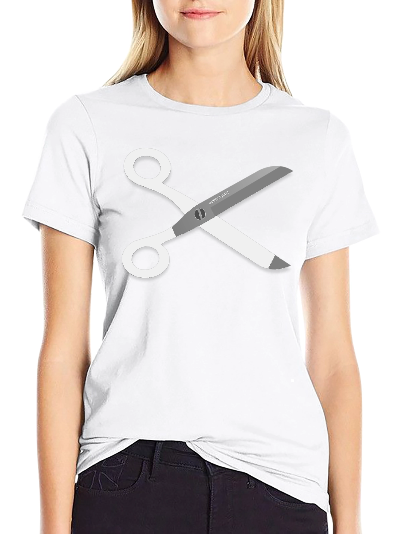 Black Scissors Graphic T-Shirt - Cool Cutting Tee view 9