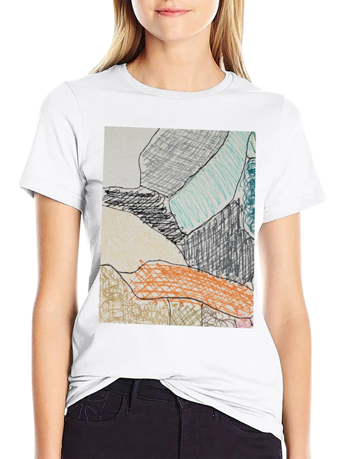 Black Abstract Art Print Black T-Shirt view 9
