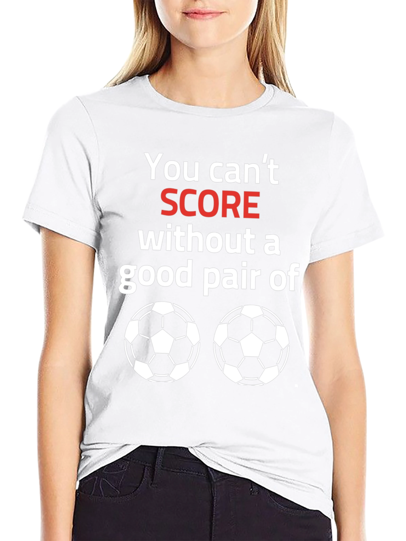 Black Funny Soccer T-Shirt - You Can't Score Graphic Tee view 9