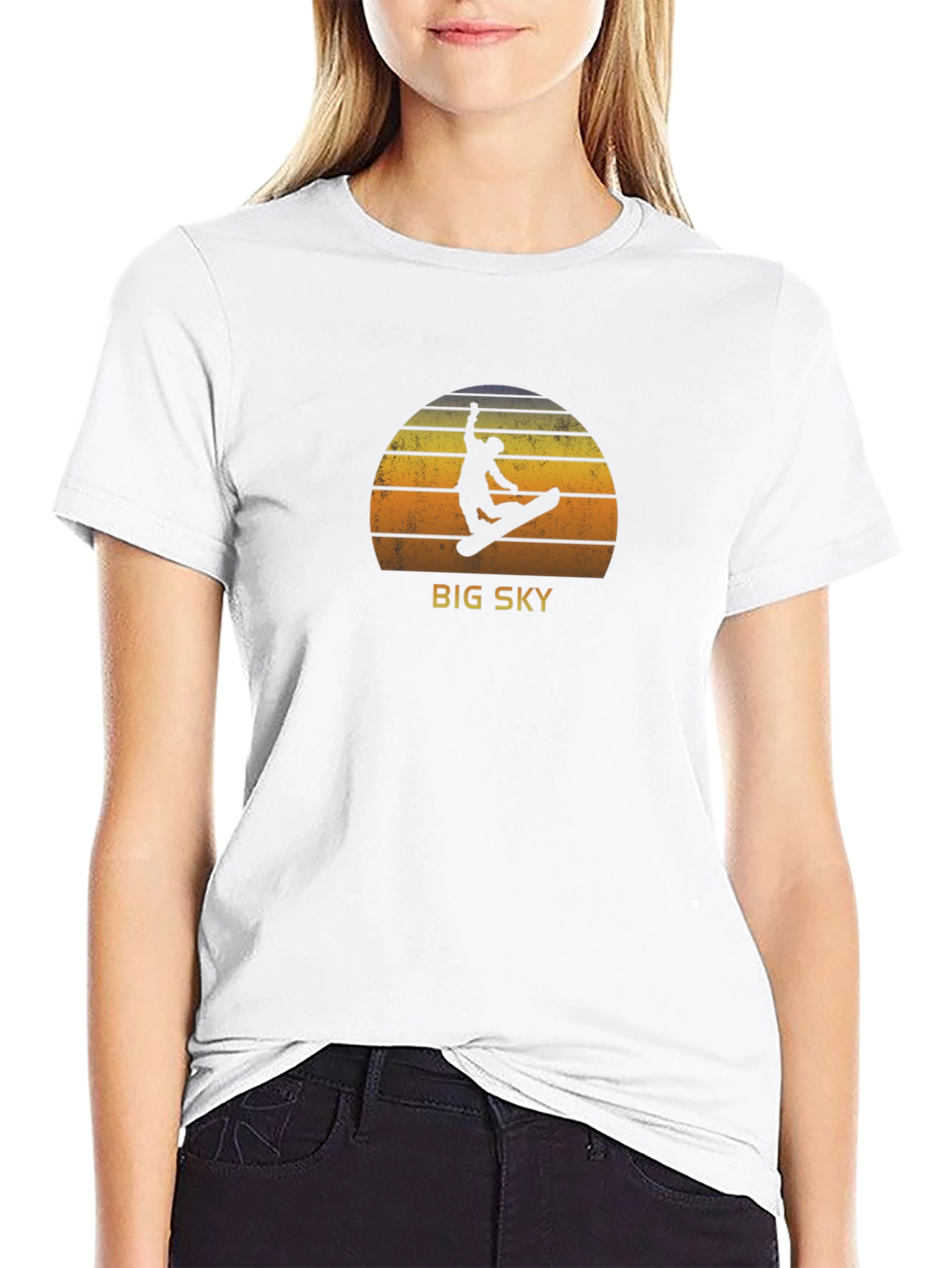 Black Big Sky Retro Snowboarder Graphic Tee view 9