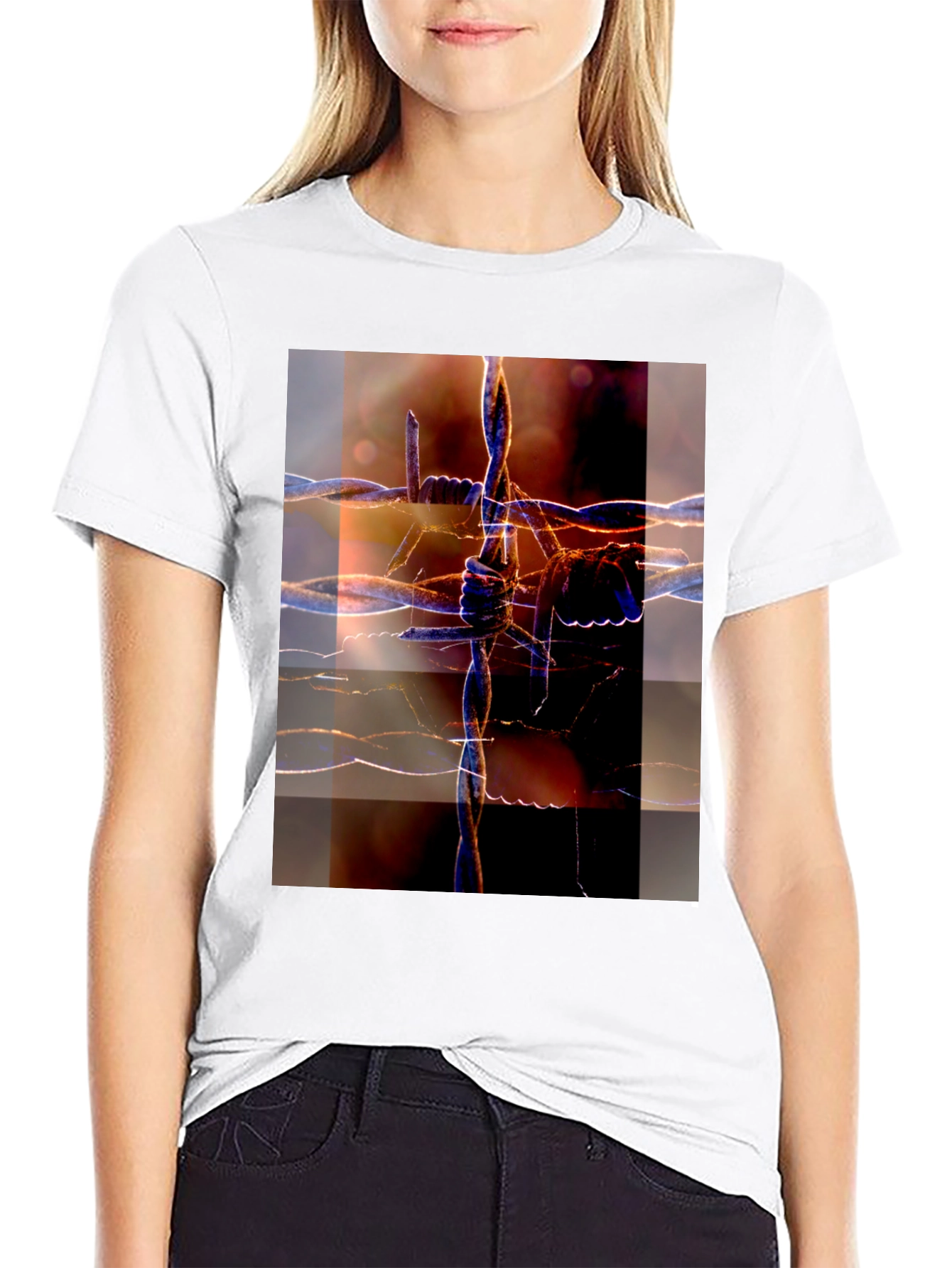 Black Barbed Wire Graphic Tee - Abstract Design view 9