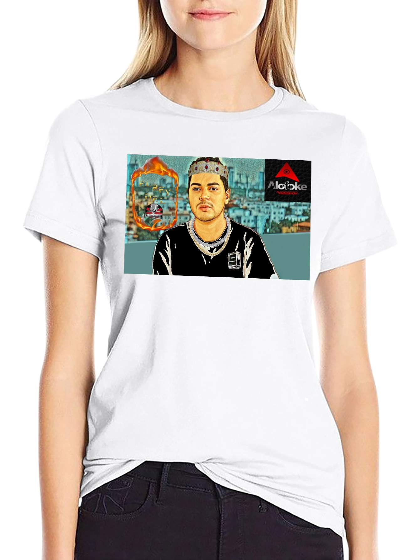 Black Alcafoke T-Shirt - King Cartoon Design view 9