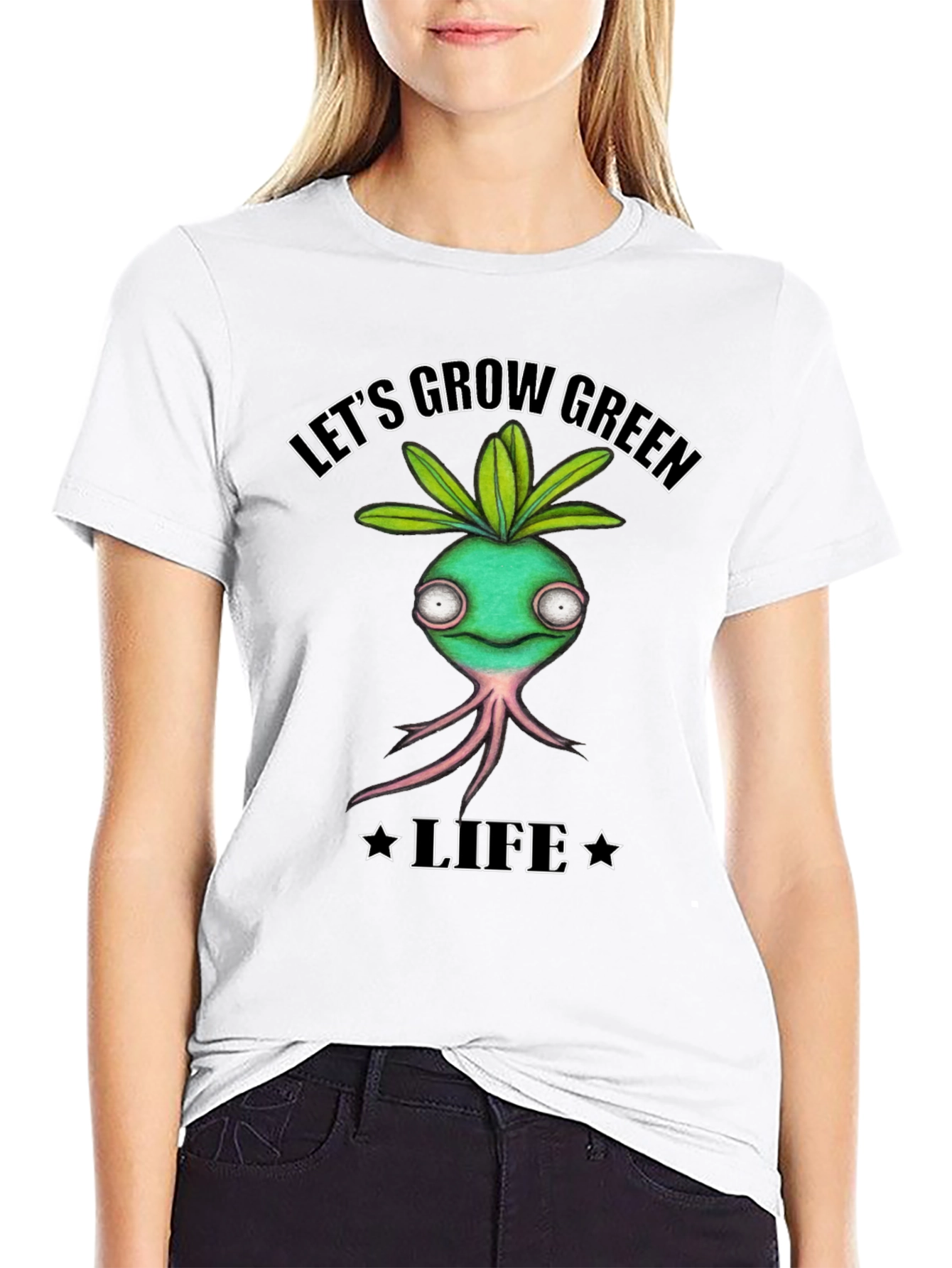 Black Let's Grow Green Life T-Shirt view 9