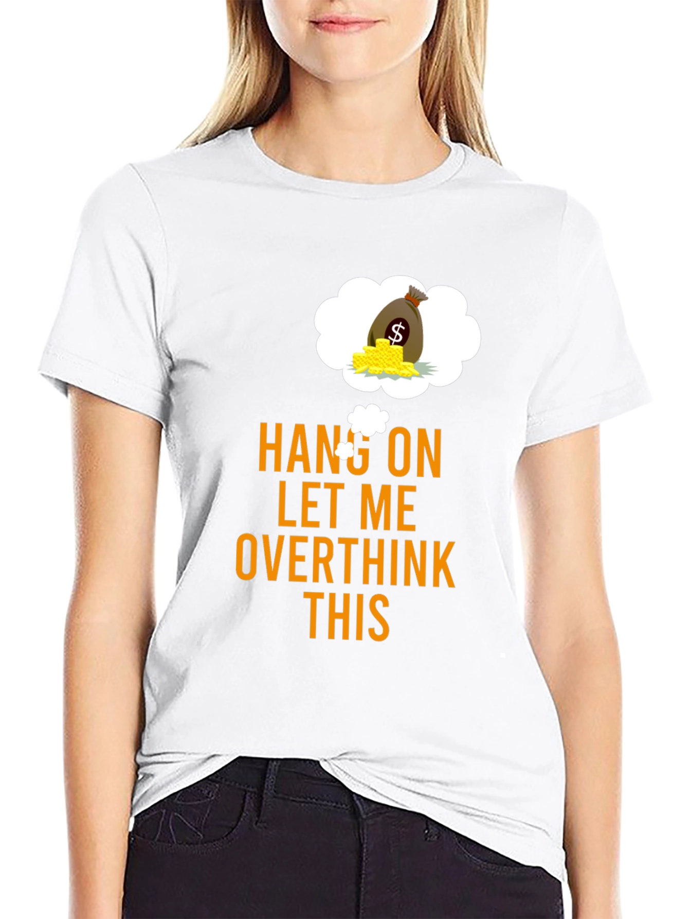 Black Hang On Overthink Funny Graphic Tee view 9