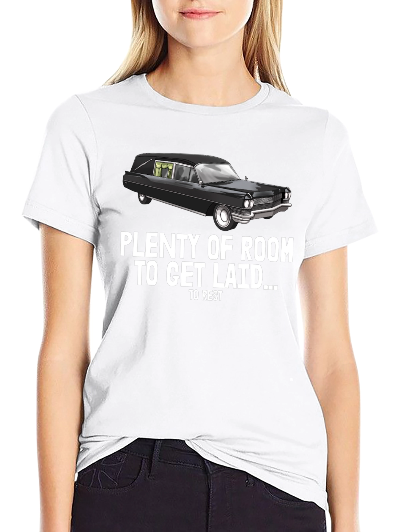 Black Plenty of Room Hearse T-Shirt - Funny Sarcastic Graphic Tee view 9