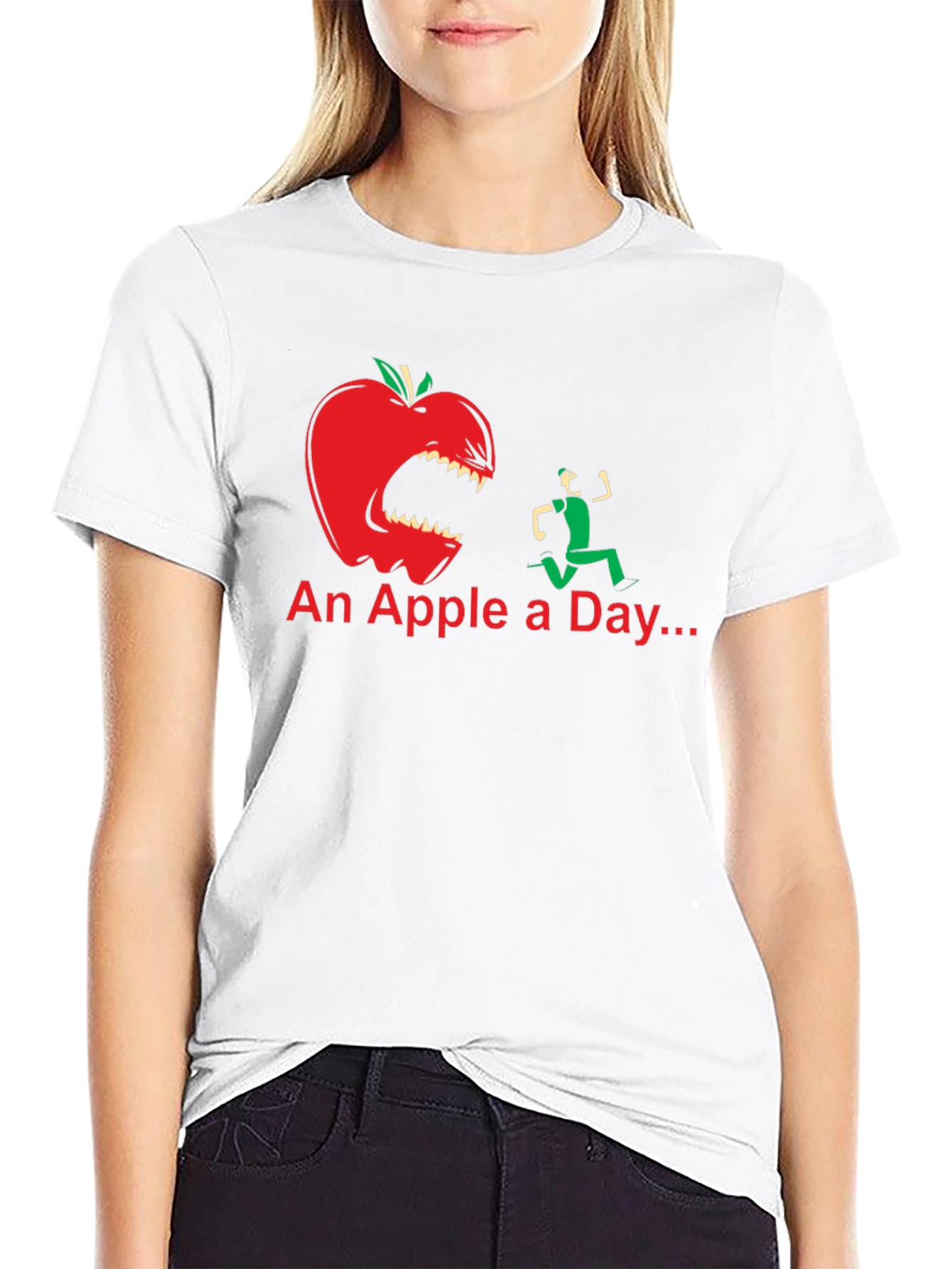 Black An Apple a Day Funny Graphic T-Shirt view 9