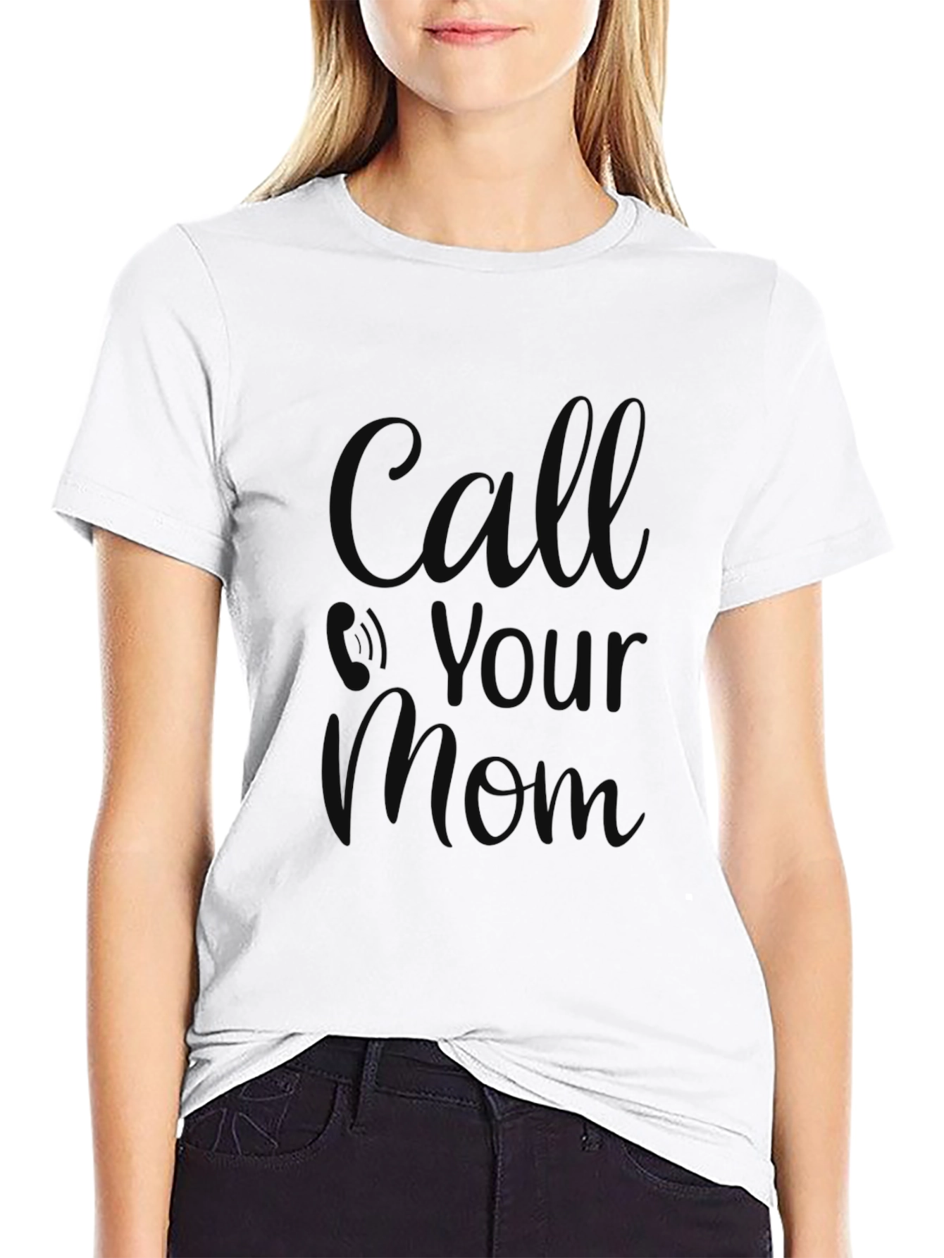 Black Call Your Mom T-Shirt - Black, Soft Cotton Blend view 9