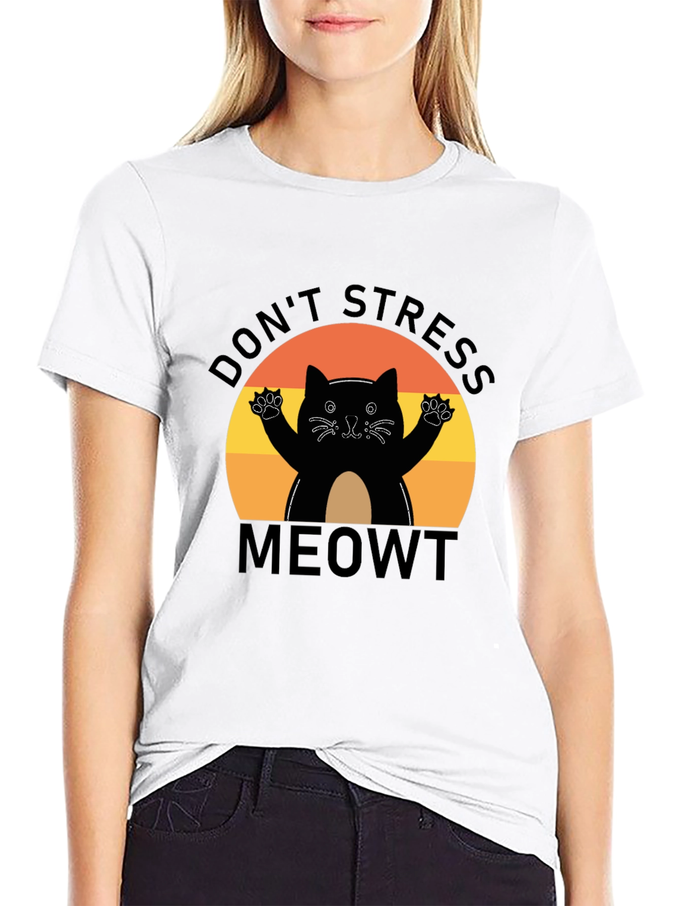 Black Don't Stress Meowt T-Shirt view 9