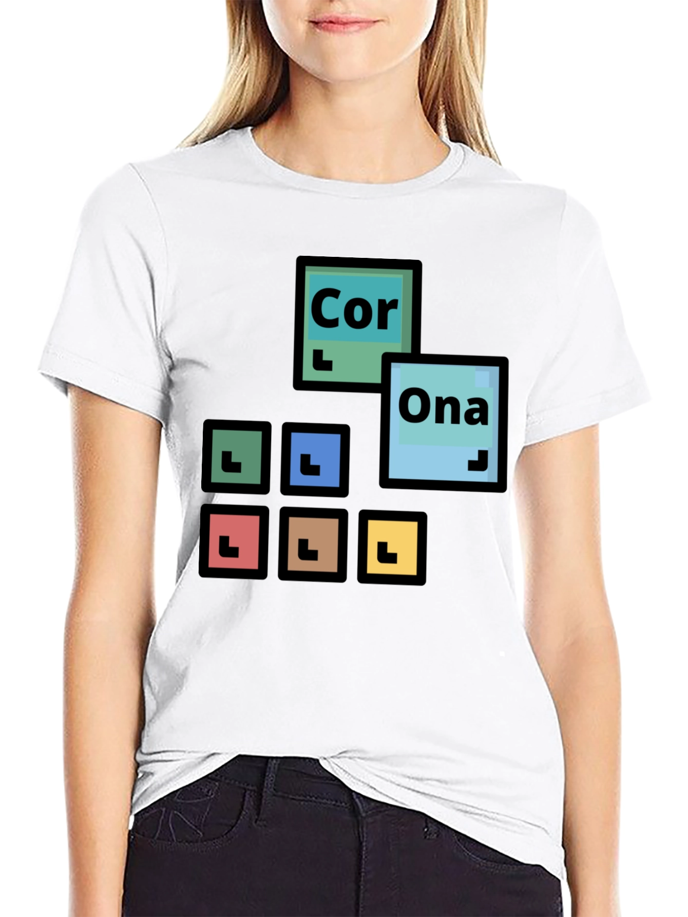 Black Periodic Table Corona T-Shirt - Black Cotton Tee view 9