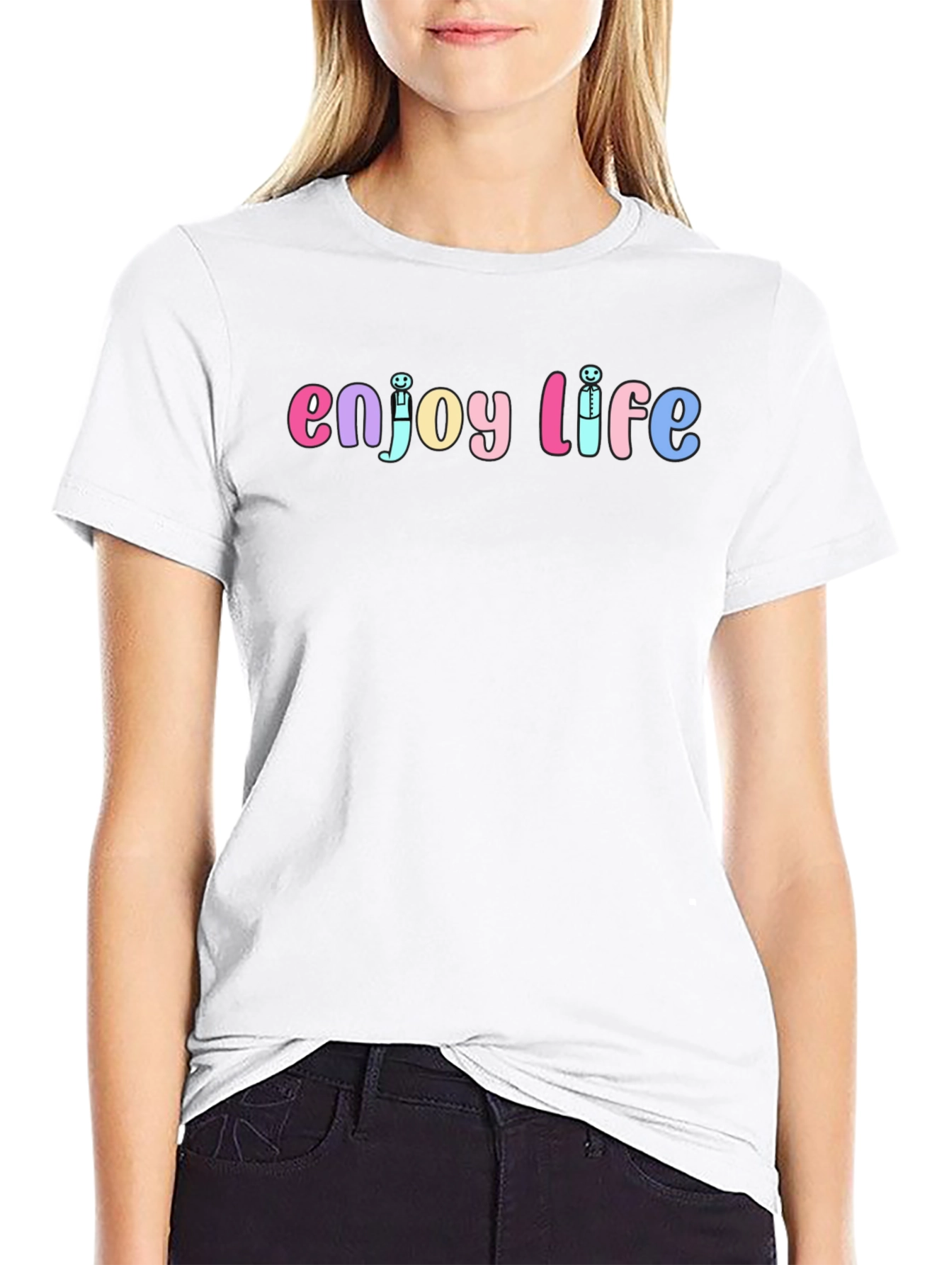 Black Enjoy Life Graphic Tee - Unisex Black Cotton T-Shirt view 9