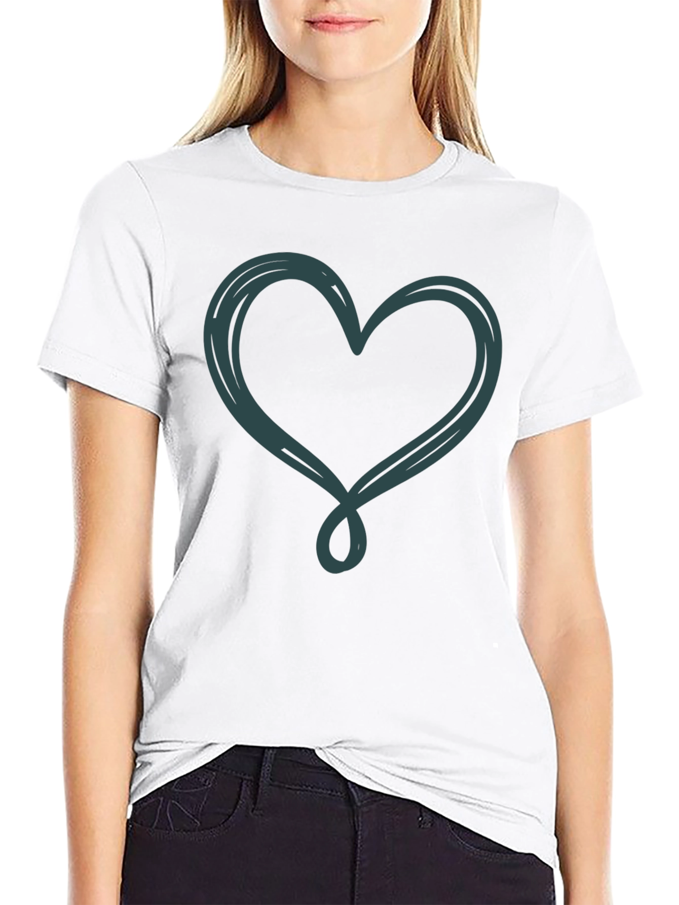 Black Heart Scribble Graphic Tee view 9