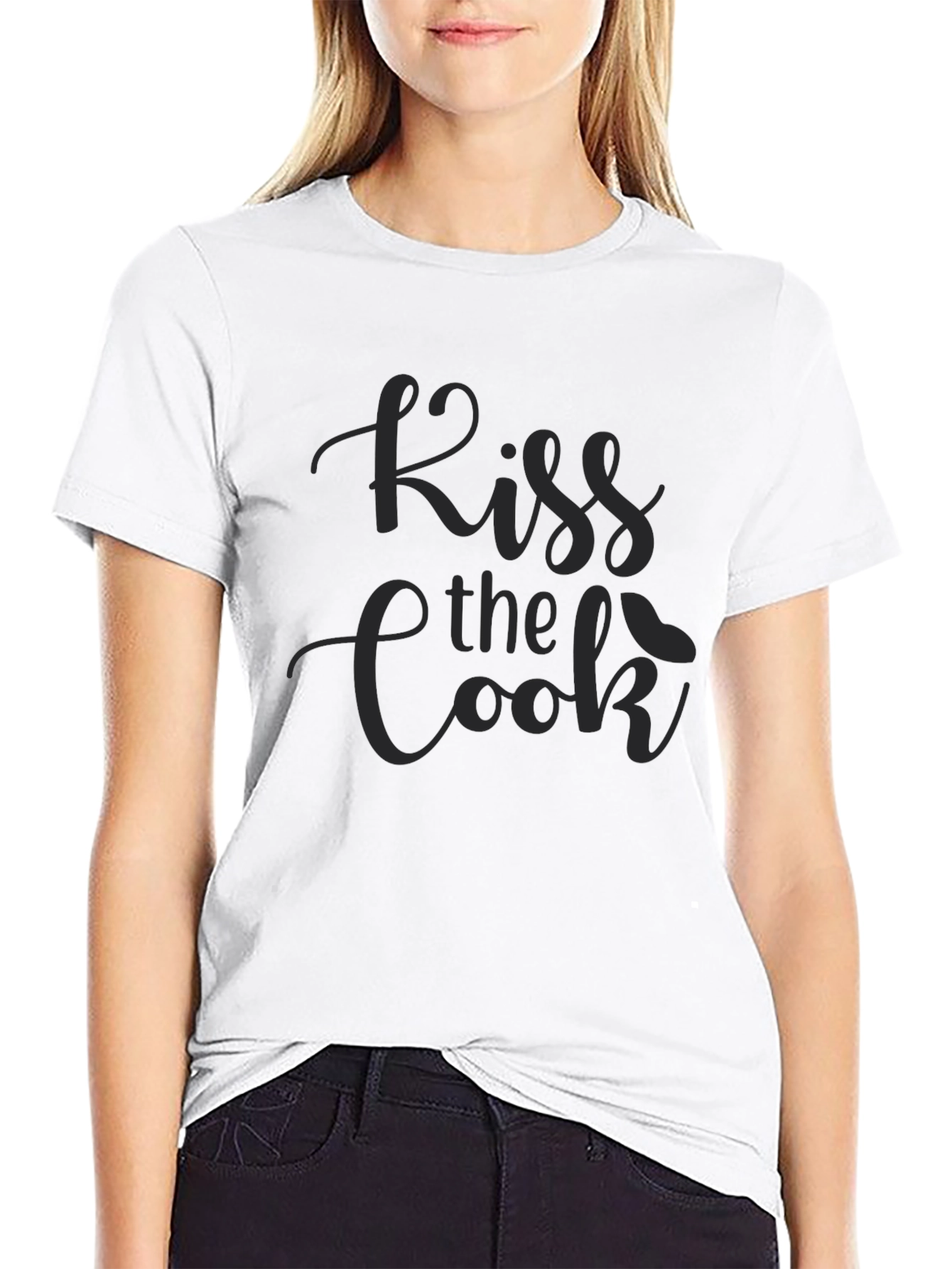 Black Kiss the Cook Black T-Shirt - Funny Chef Gift view 9