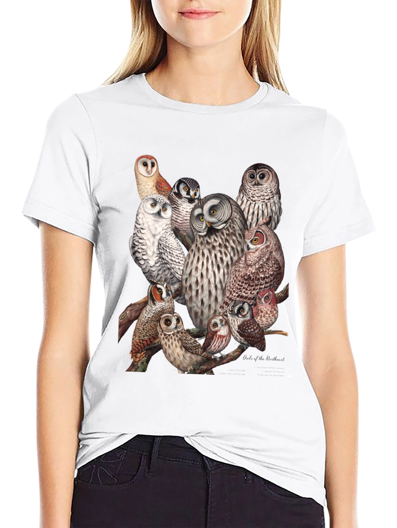 Black Owl Print Black T-Shirt view 9