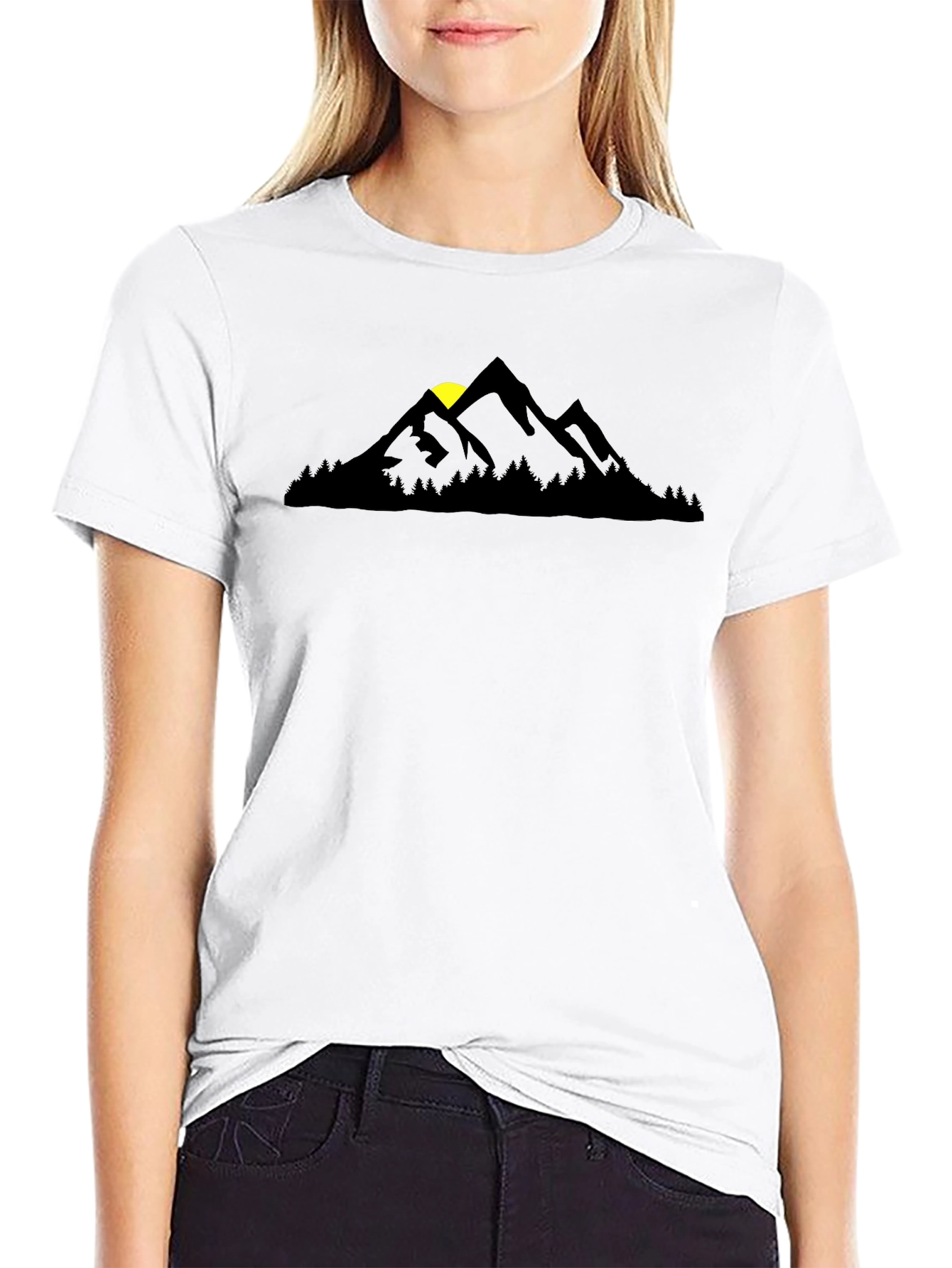 Black Mountain Silhouette Black T-Shirt view 9