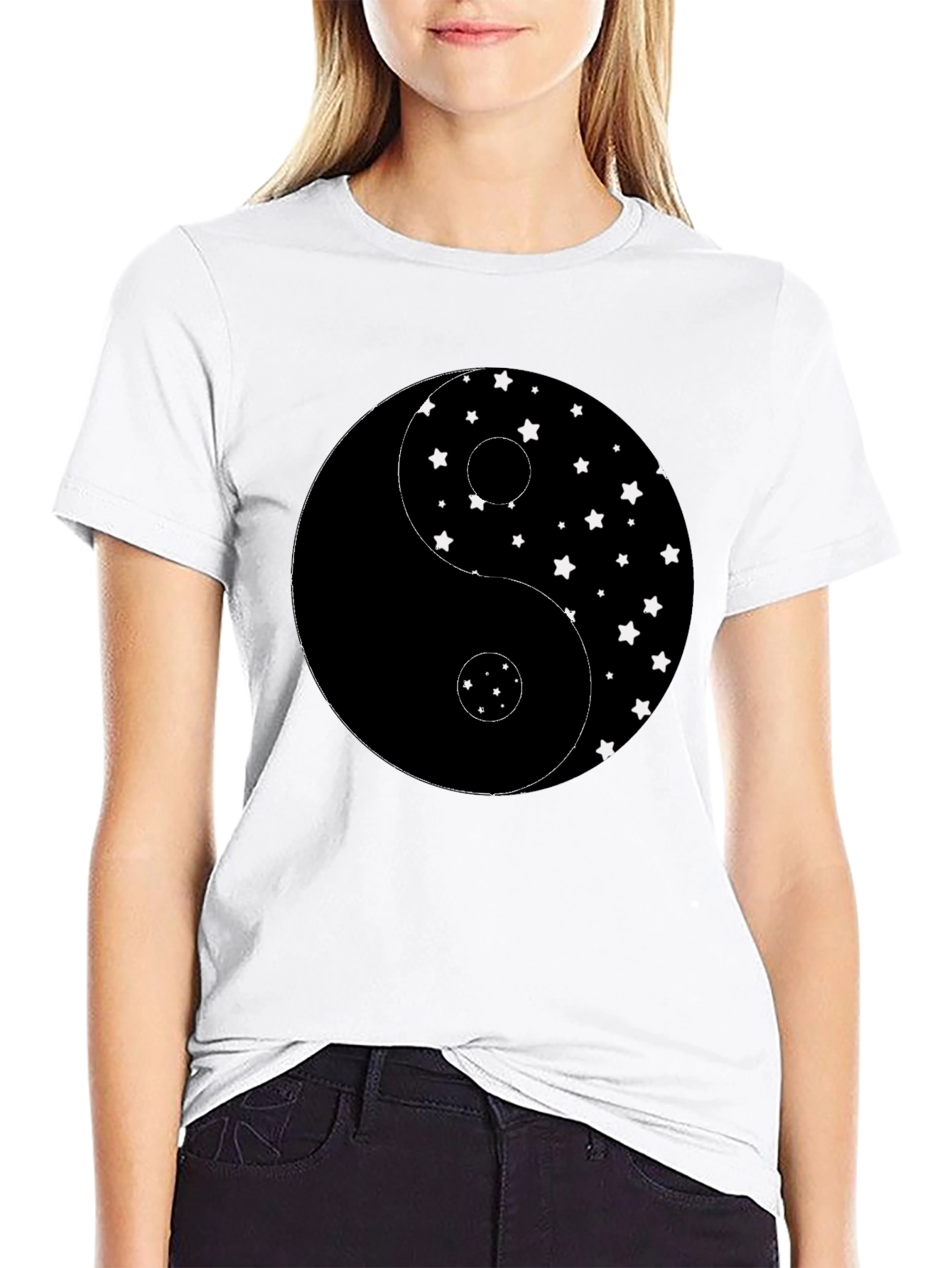 Black Yin Yang Star T-Shirt - Classic Balance, Modern Style view 9