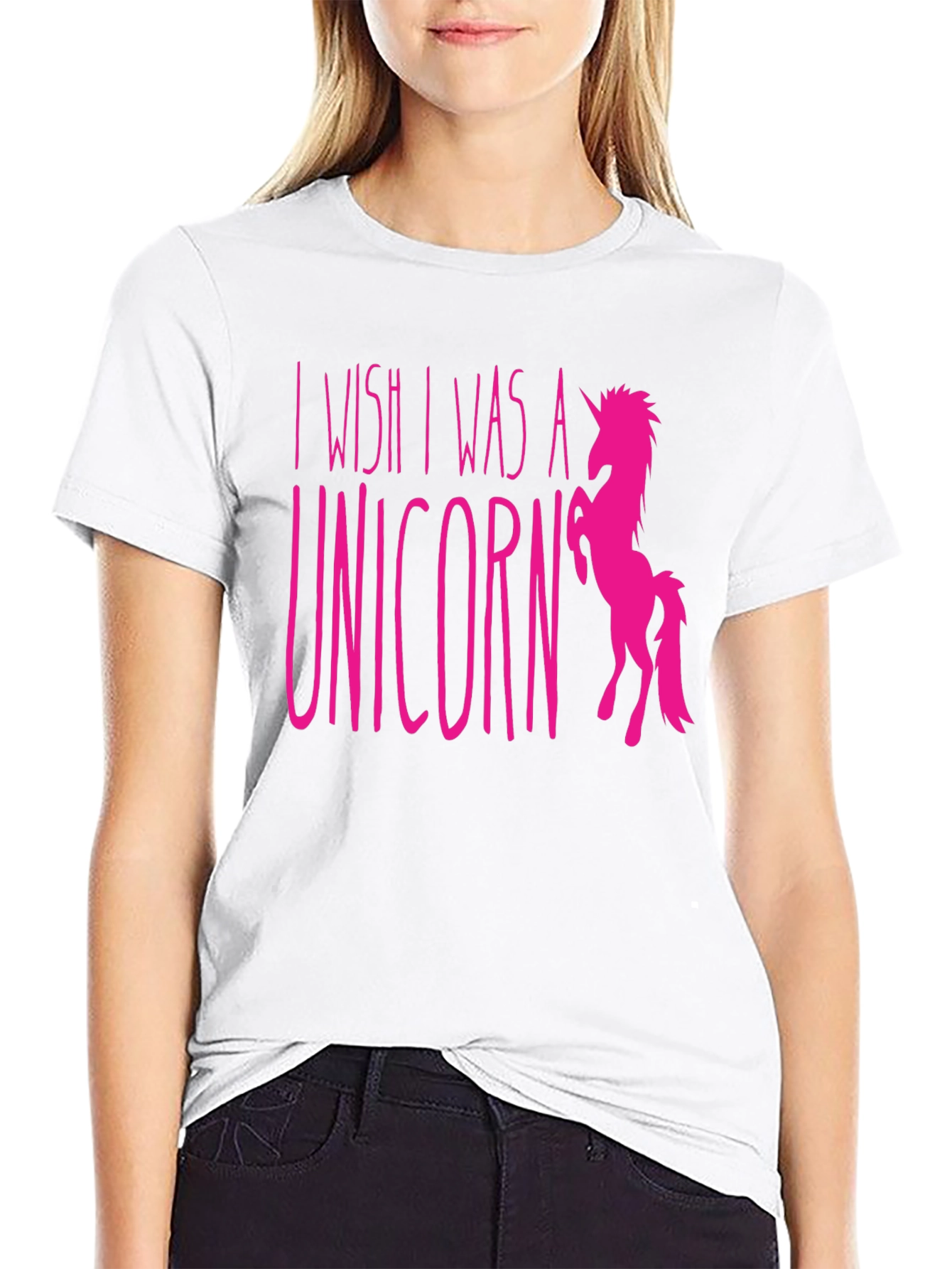 Black I Wish I Was a Unicorn Graphic T-Shirt view 9