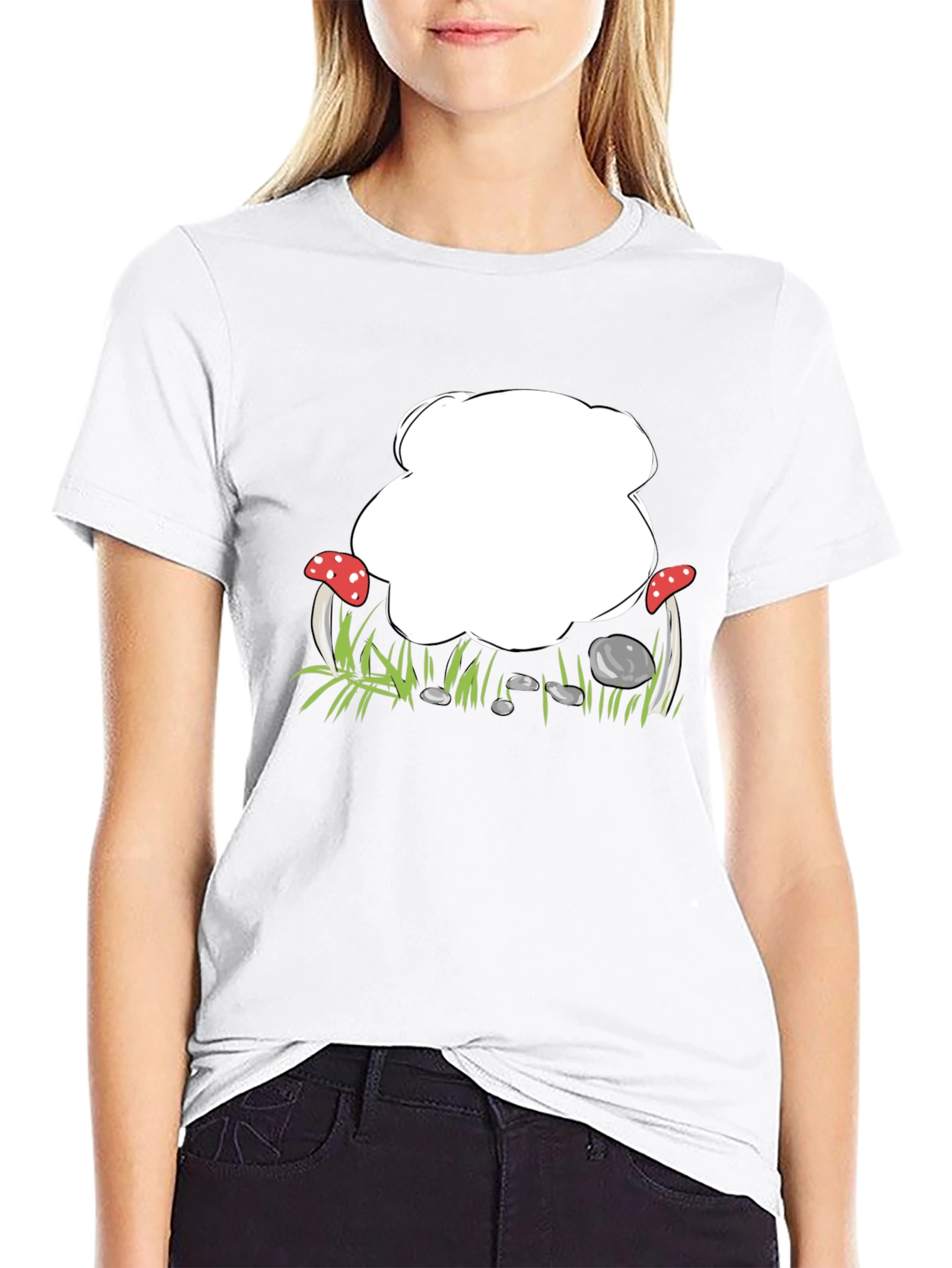 Black Mushroom Patch Graphic Black T-Shirt view 9