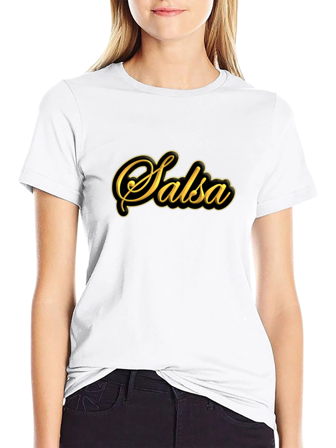 Black Salsa Dance T-Shirt - Black Cotton Blend Tee view 9