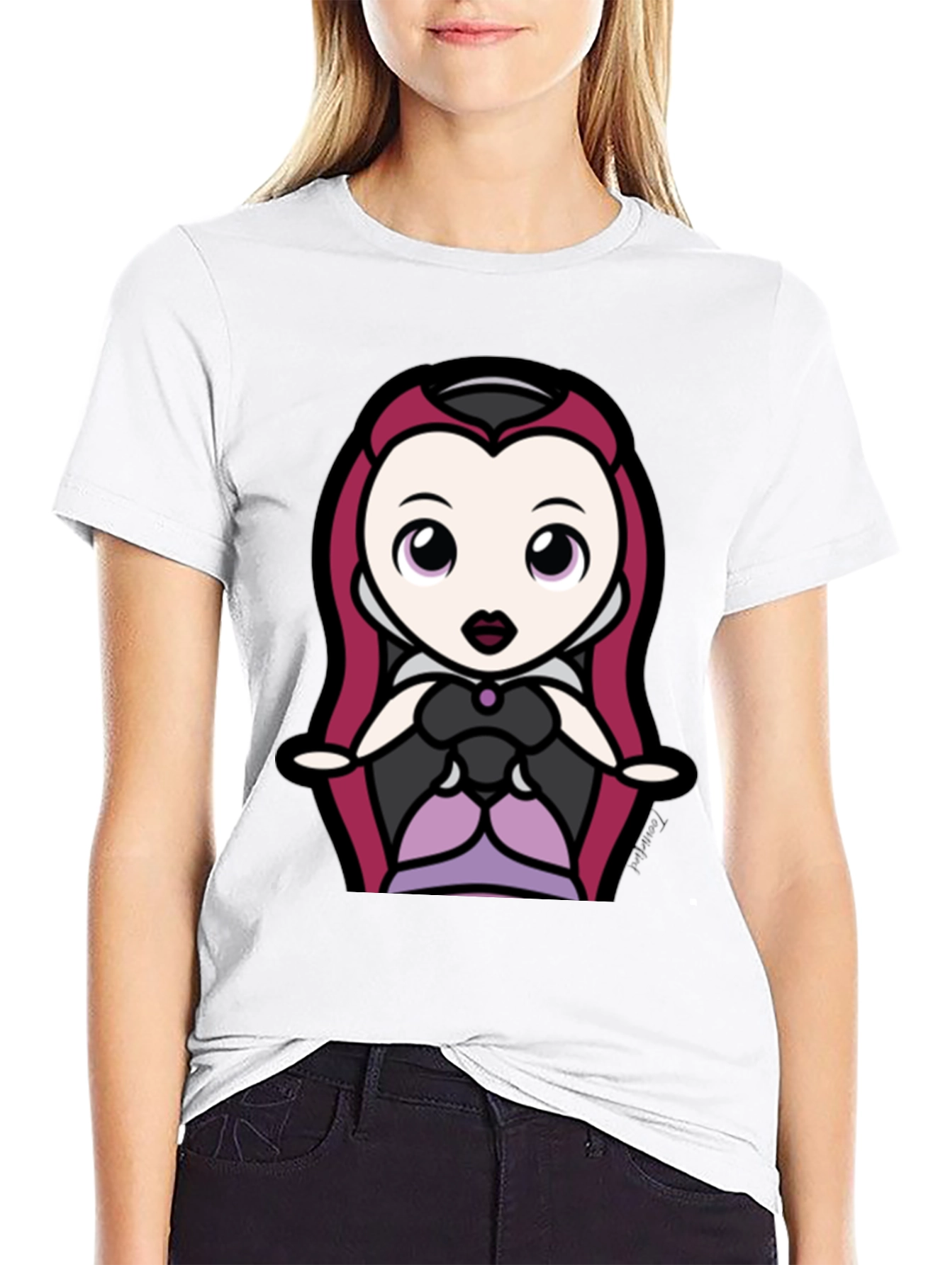 Black Cute Cartoon Villain Tee - Black Cotton view 9