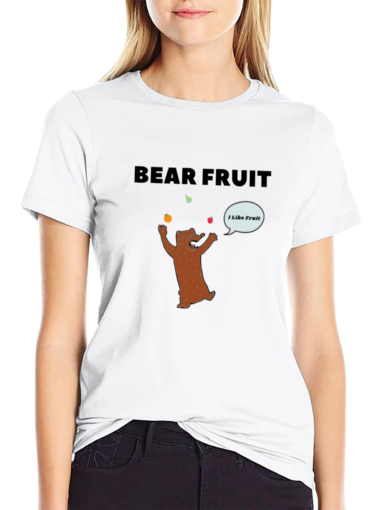 Black Bear Fruit Graphic Tee - Funny Cartoon Bear Design view 9