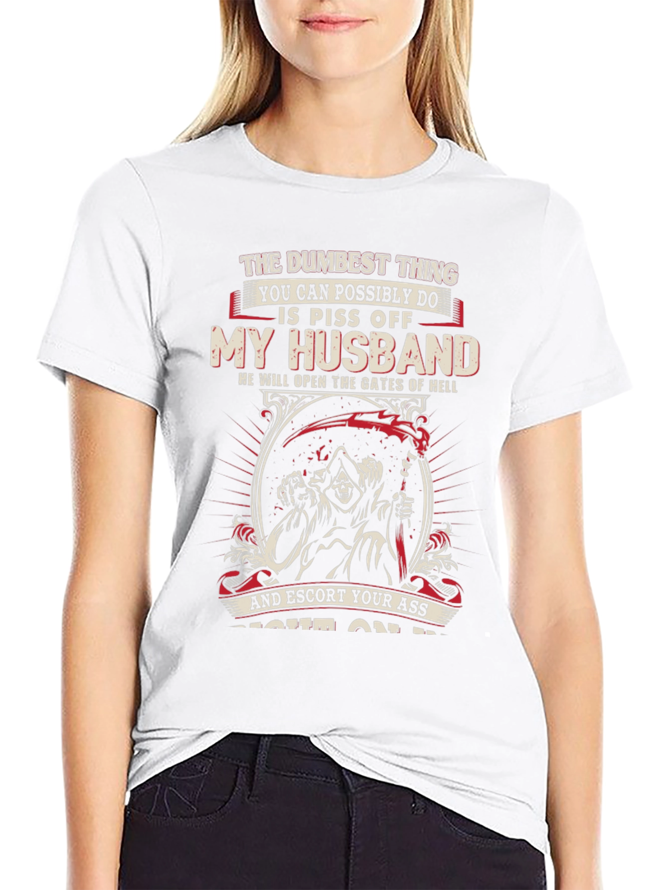 Black Piss Off My Husband Novelty Graphic T-Shirt view 9