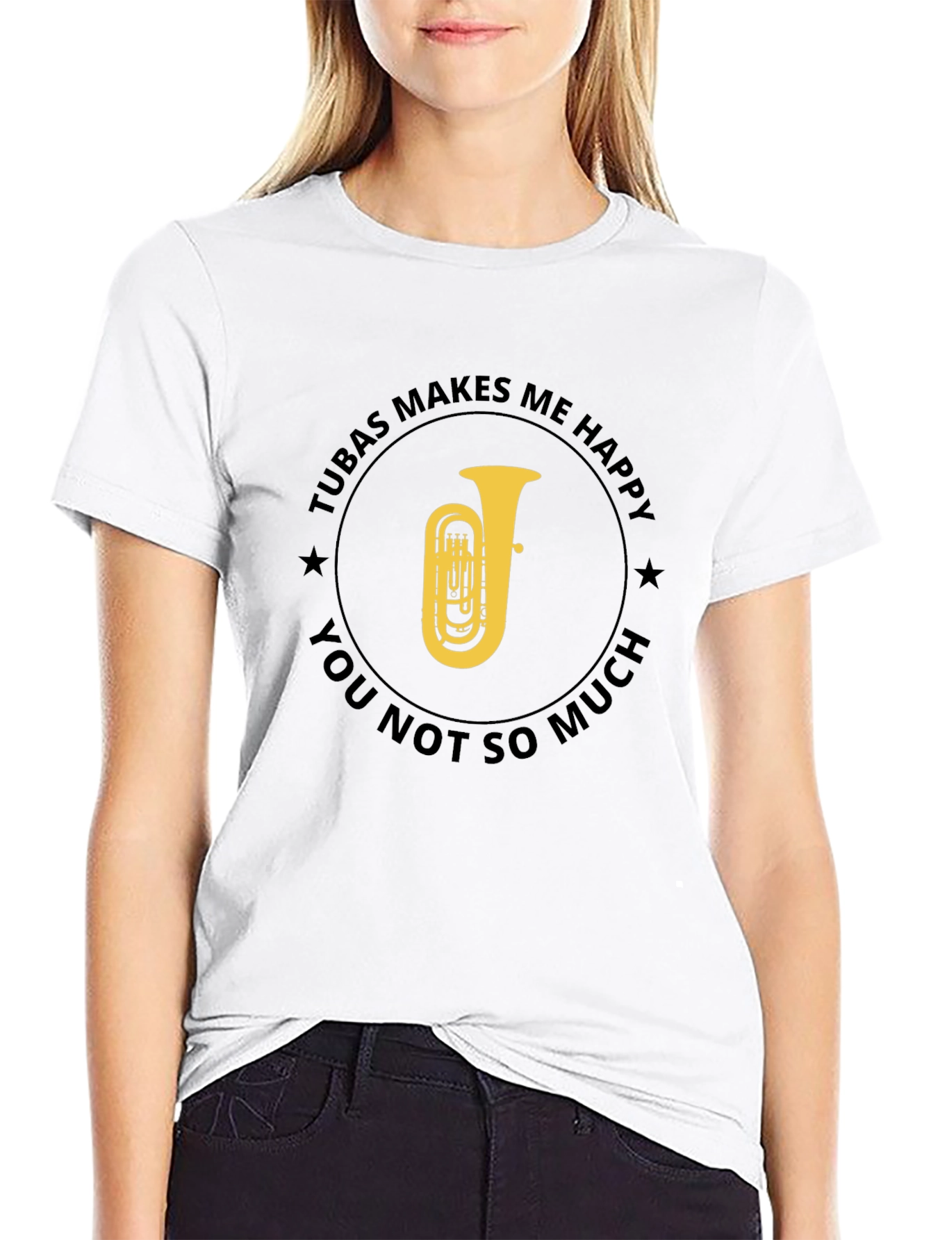 Black Tuba Makes Me Happy Graphic T-Shirt view 9