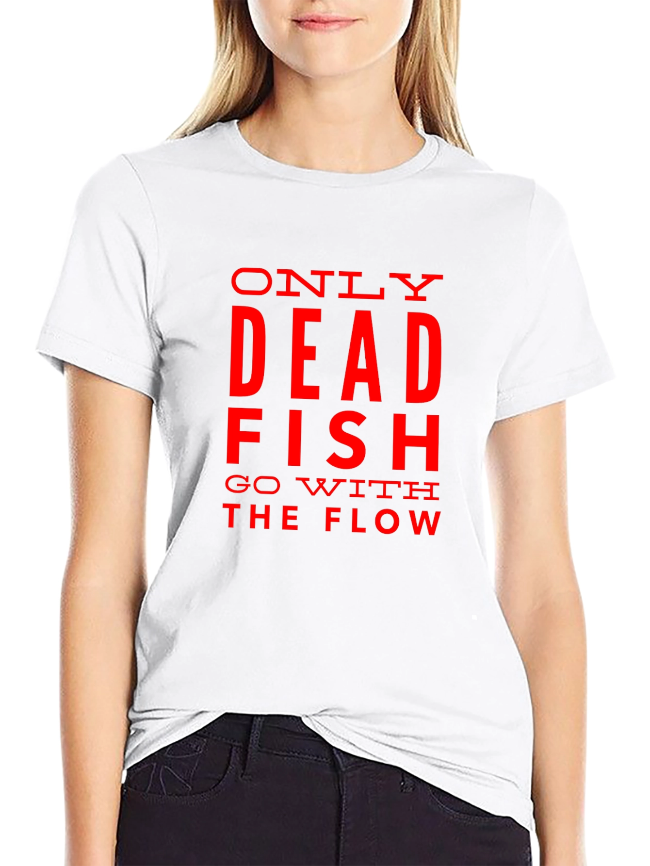 Black Only Dead Fish Go with the Flow Graphic T-Shirt view 9