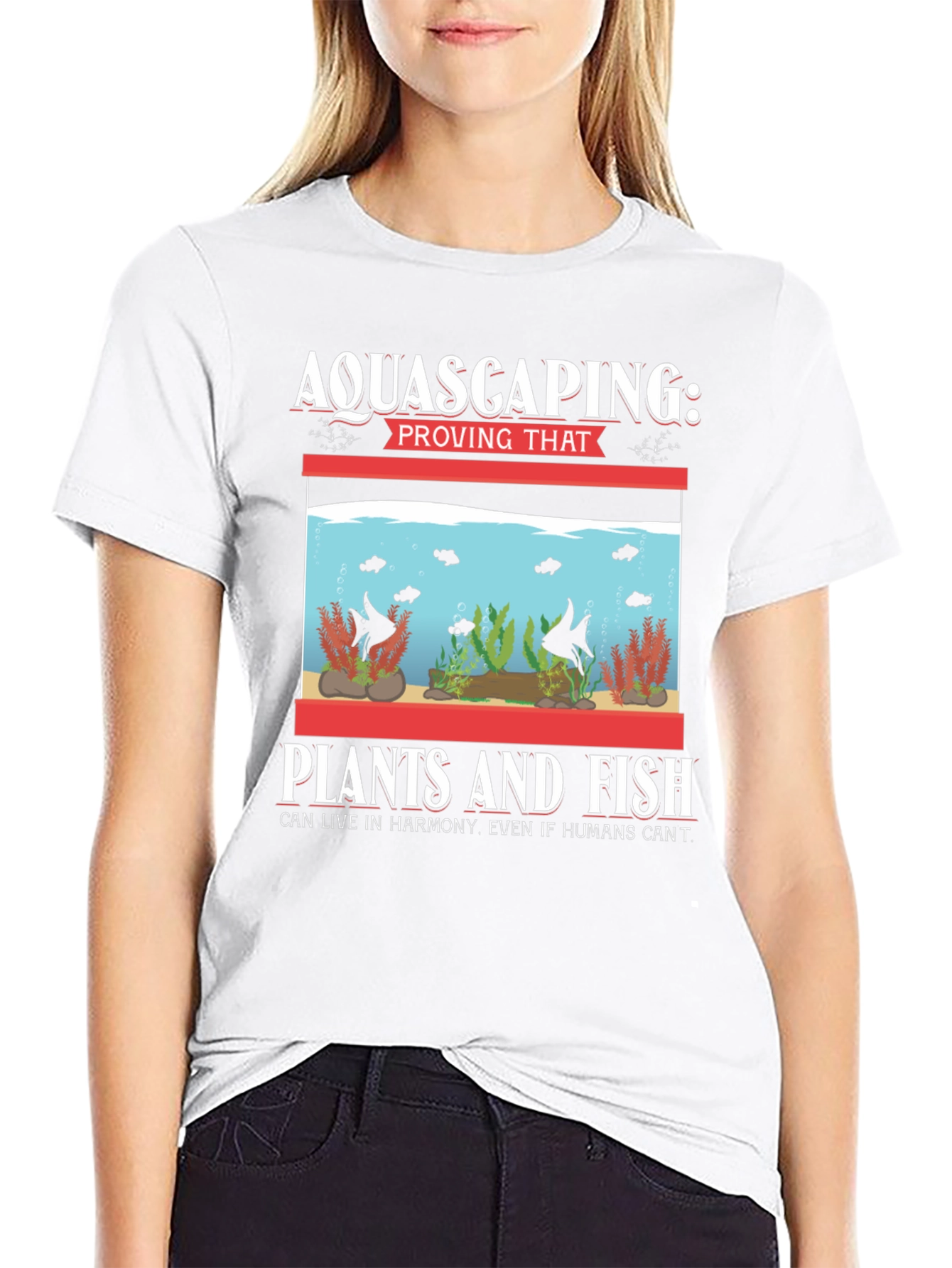 Black Aquascaping Fish & Plants Harmony T-Shirt view 9