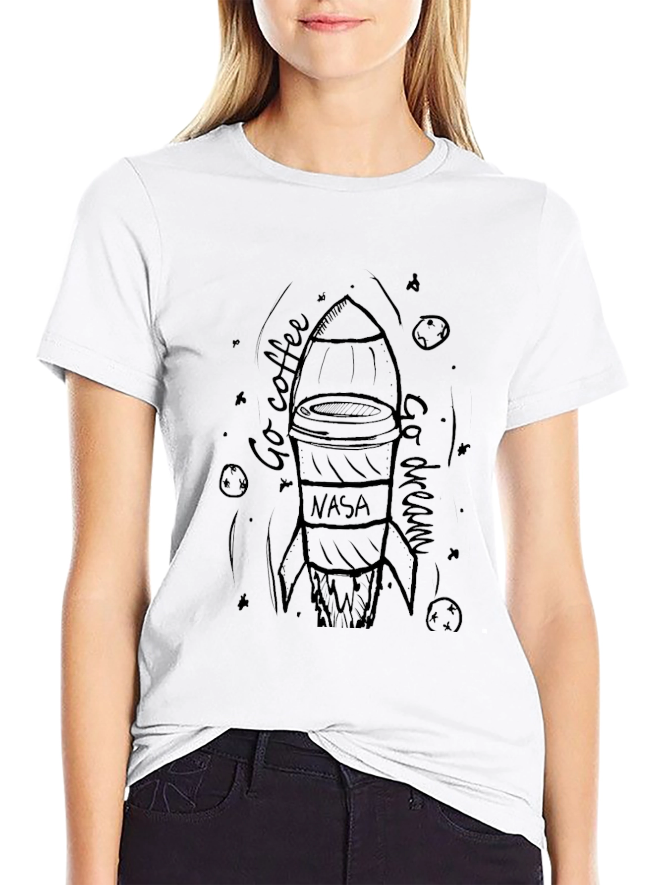 Black NASA Coffee Rocket T-Shirt - Blast Off Your Day! view 9