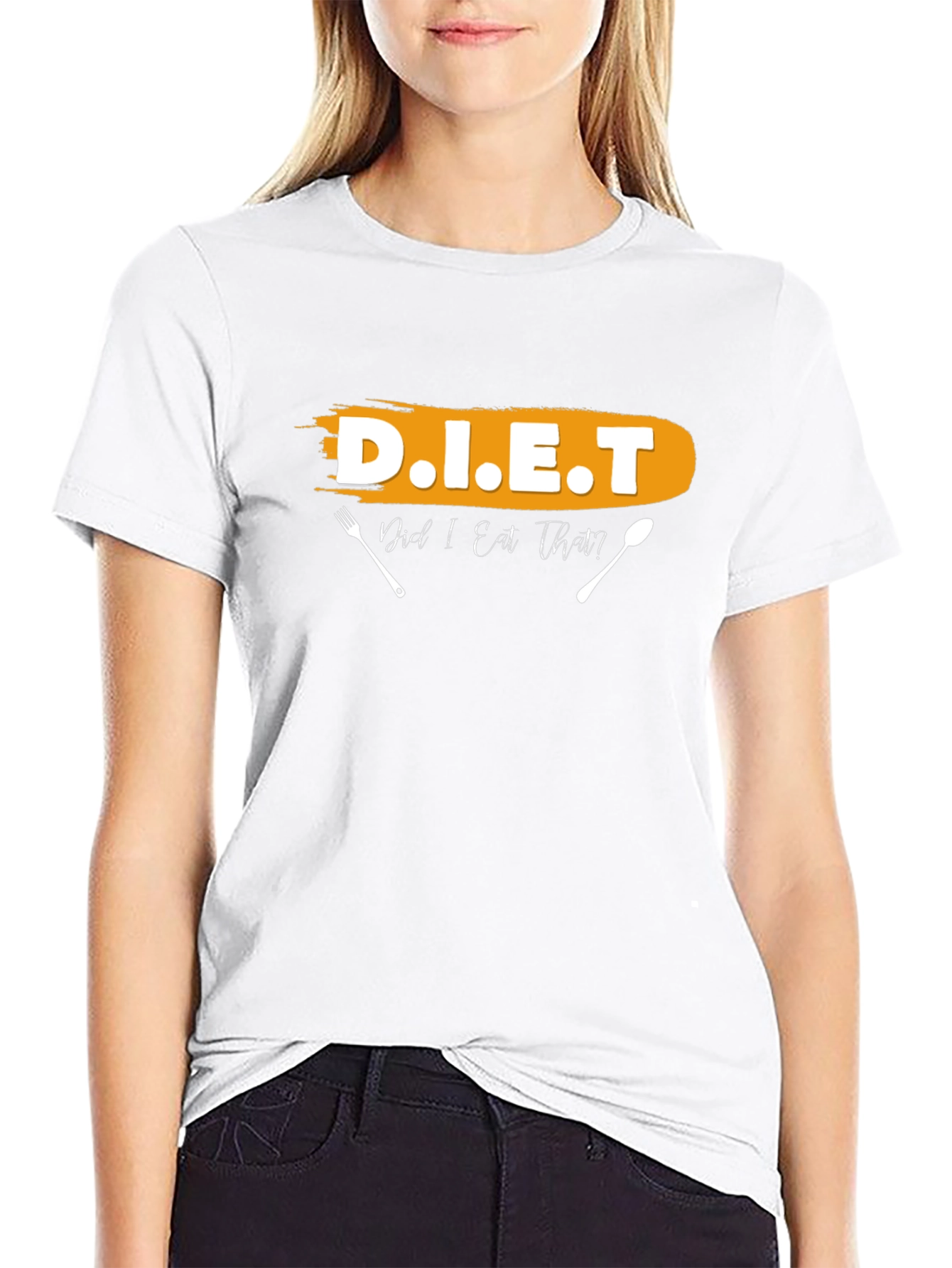 Black Funny Diet T-Shirt - Did I Eat That? Black Cotton Tee view 9