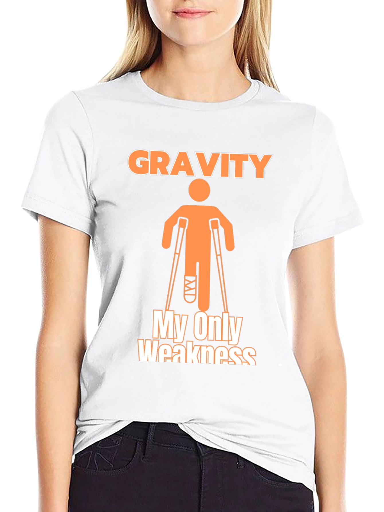 Black Gravity My Only Weakness T-Shirt Funny Broken Leg Humor view 9
