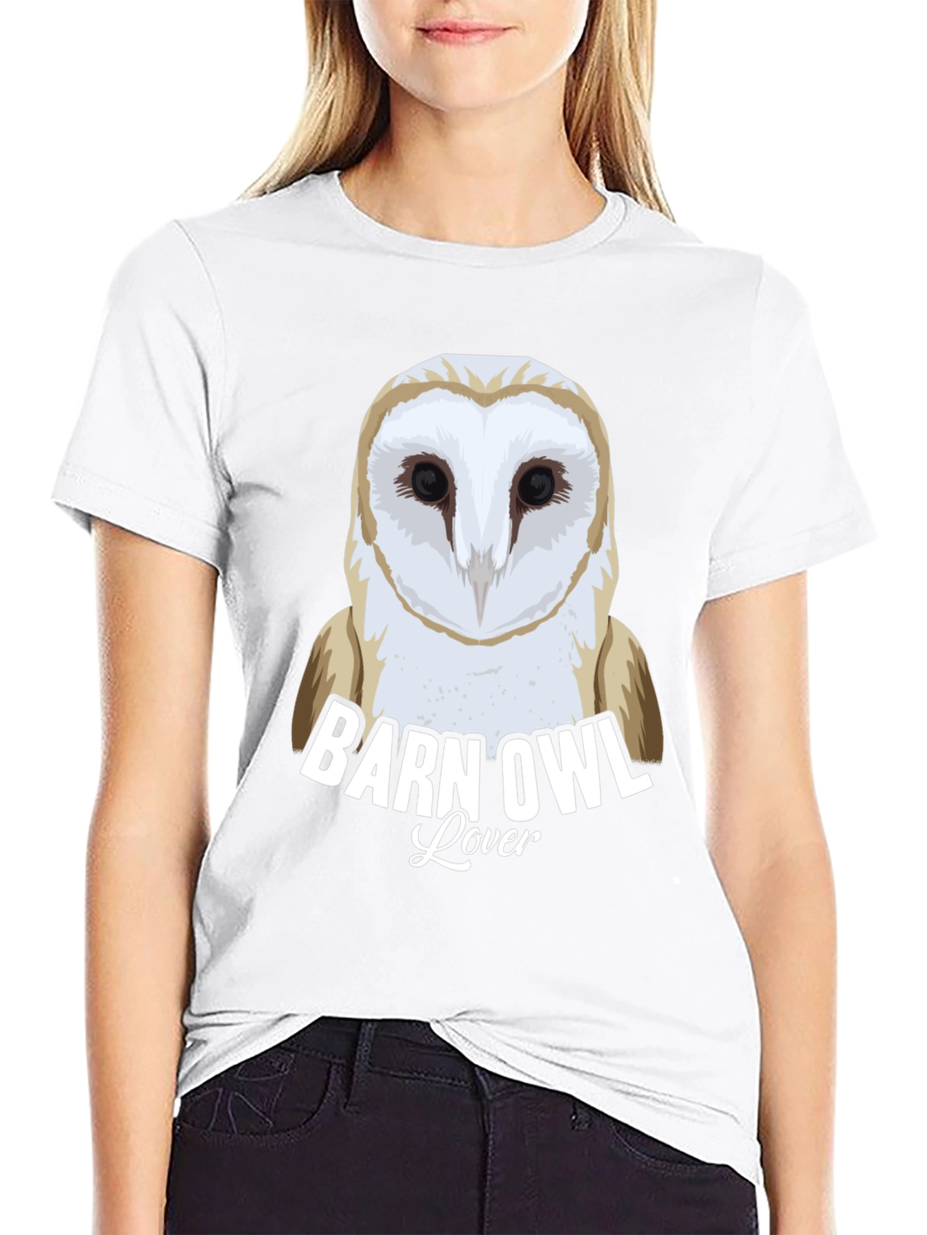 Black Barn Owl Lover Graphic T-Shirt | Wildlife Tee view 9