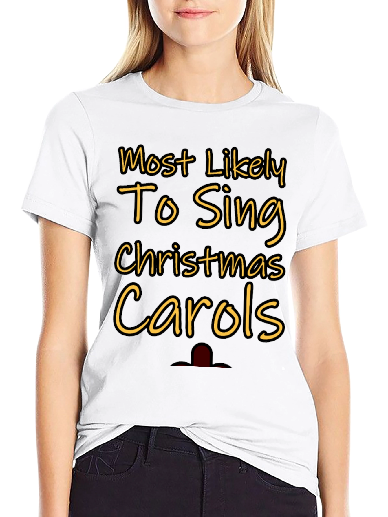 Black Most Likely To Sing Christmas Carols Graphic Tee view 9