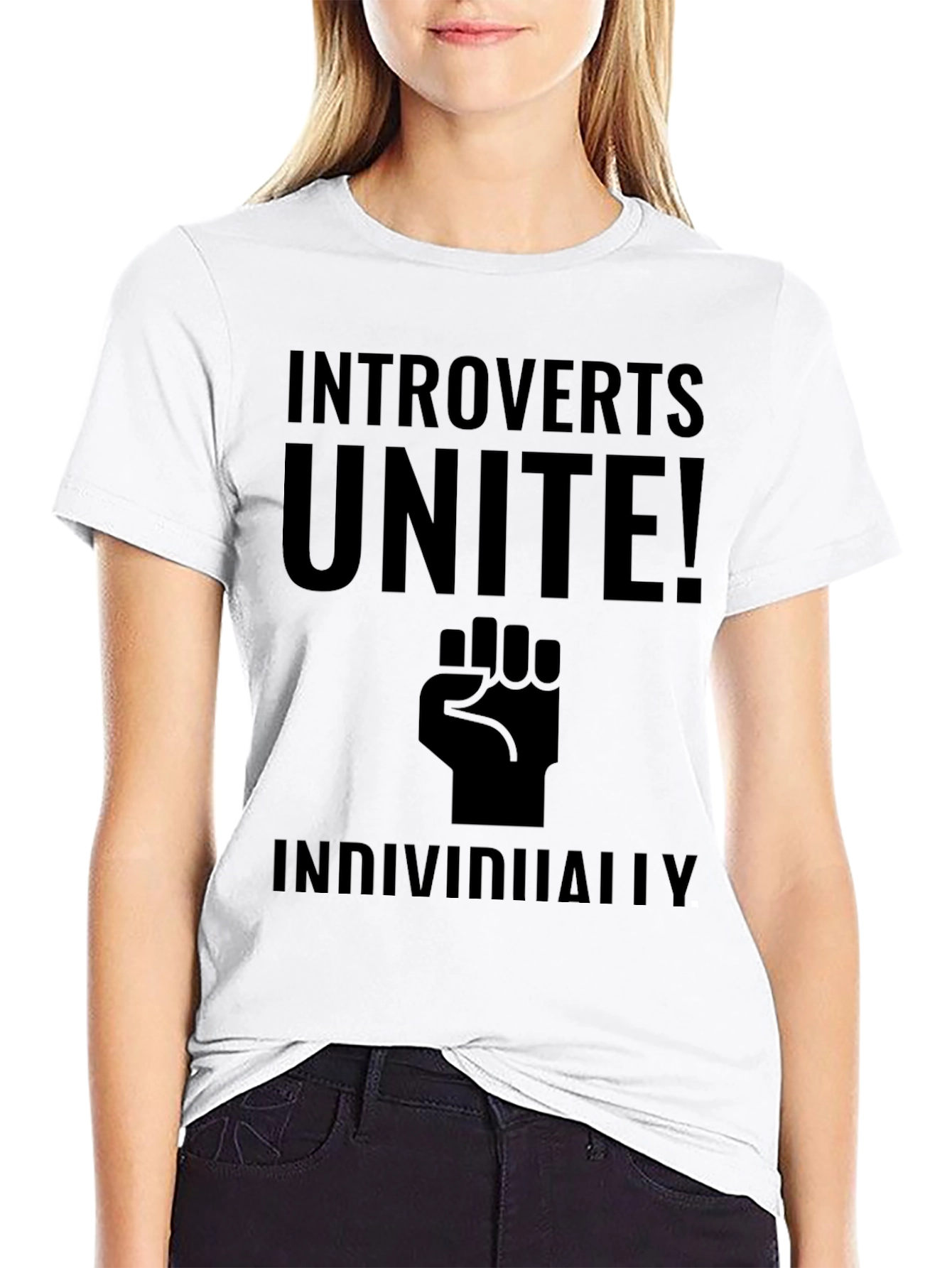 Black Introverts Unite! Funny Graphic T-Shirt view 9