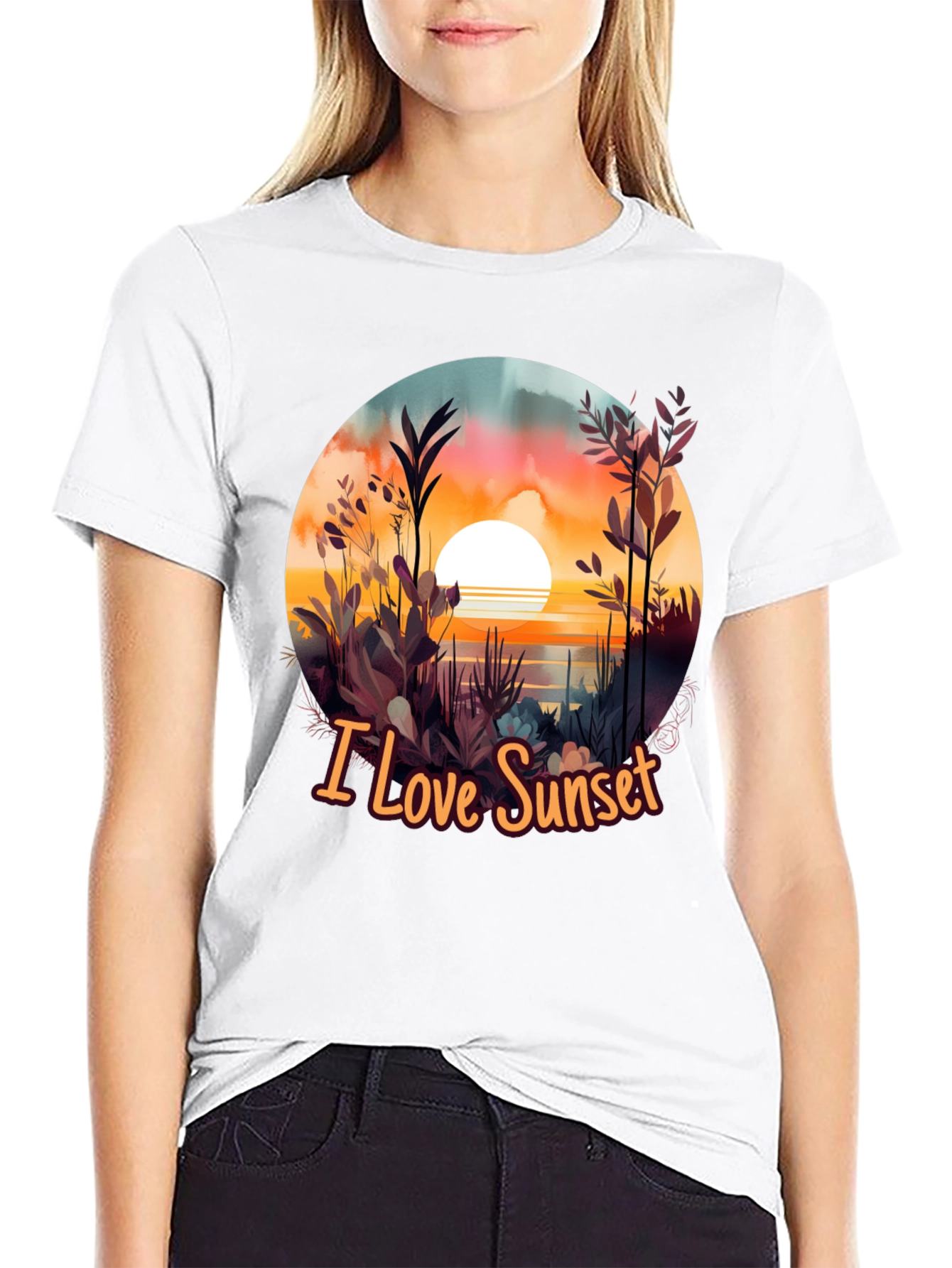 Black I Love Sunset Graphic Tee - Black view 9