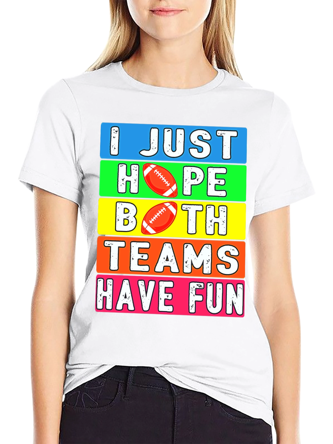 Black I Just Hope Both Teams Have Fun Football T-Shirt view 9