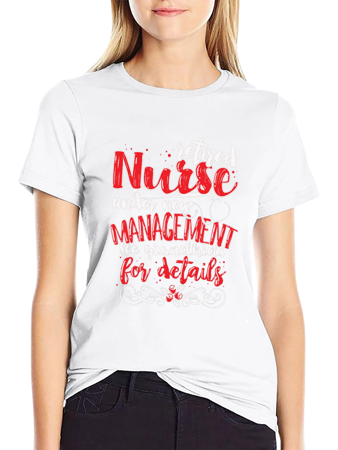 Black Retired Nurse T-Shirt: Grandkids Management view 9