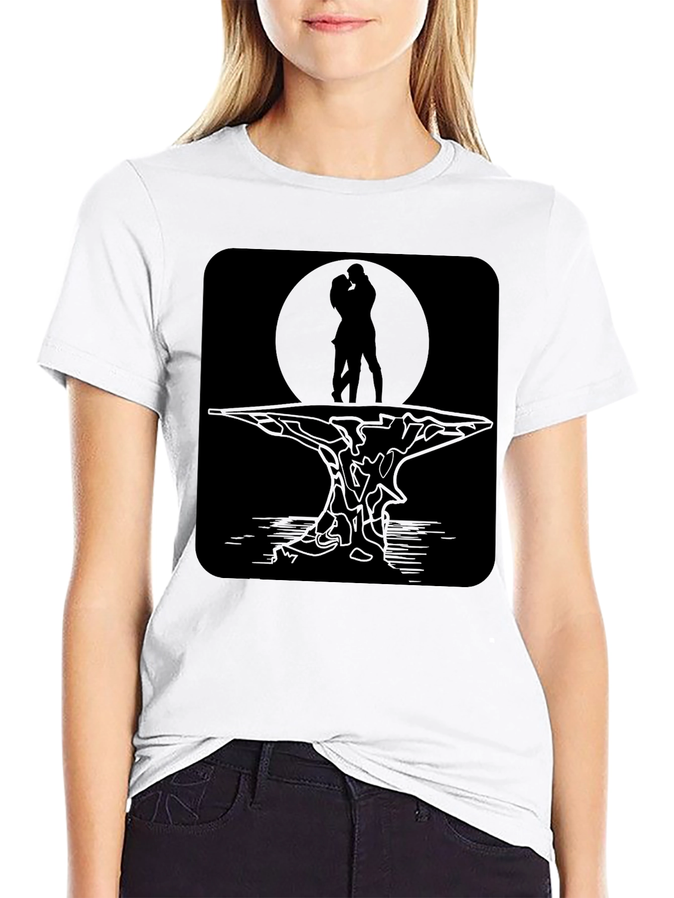 Black Romantic Silhouette Graphic Tee view 9