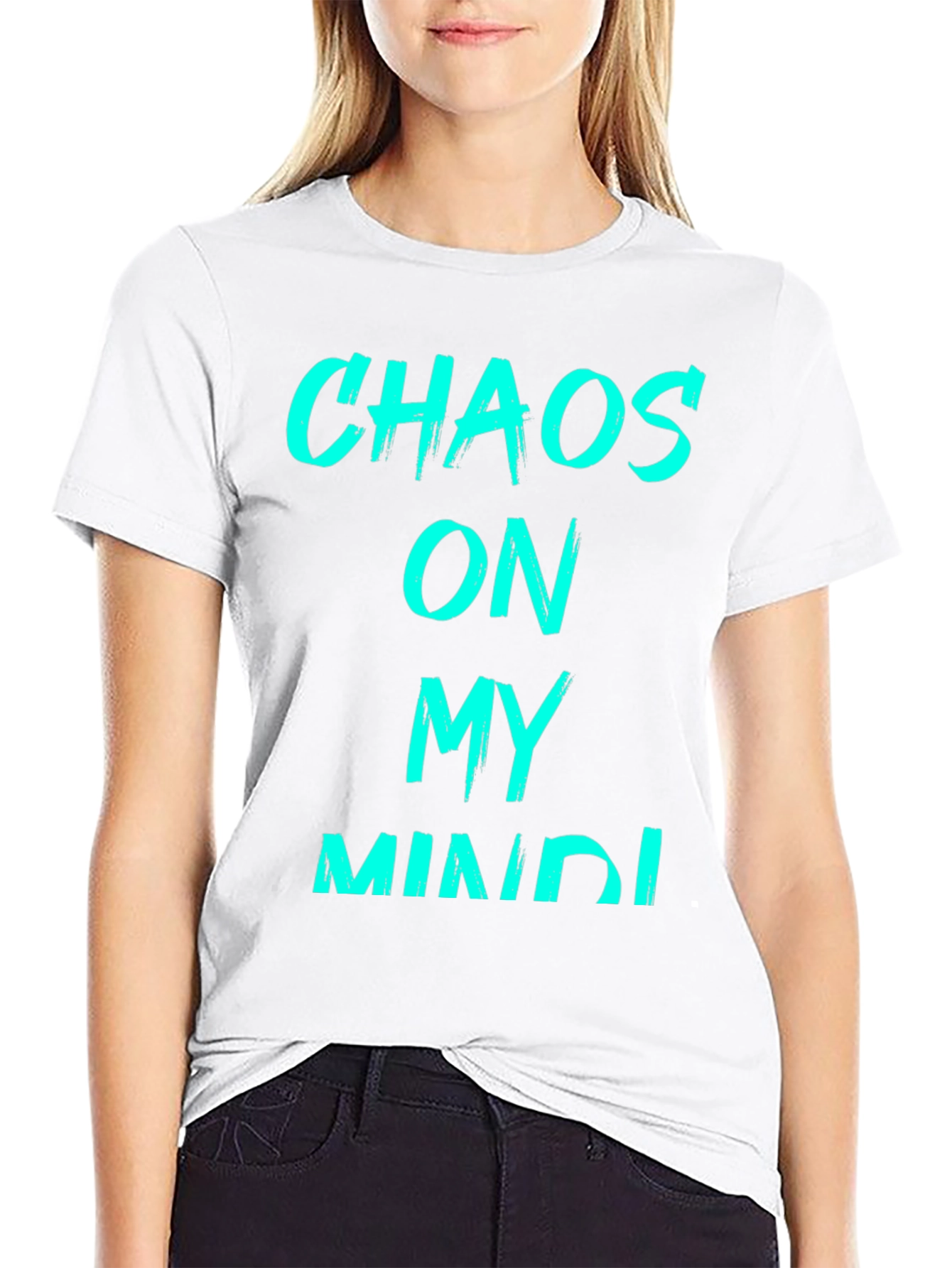 Black Chaos On My Mind Graphic Tee - Black Cotton T-Shirt view 9