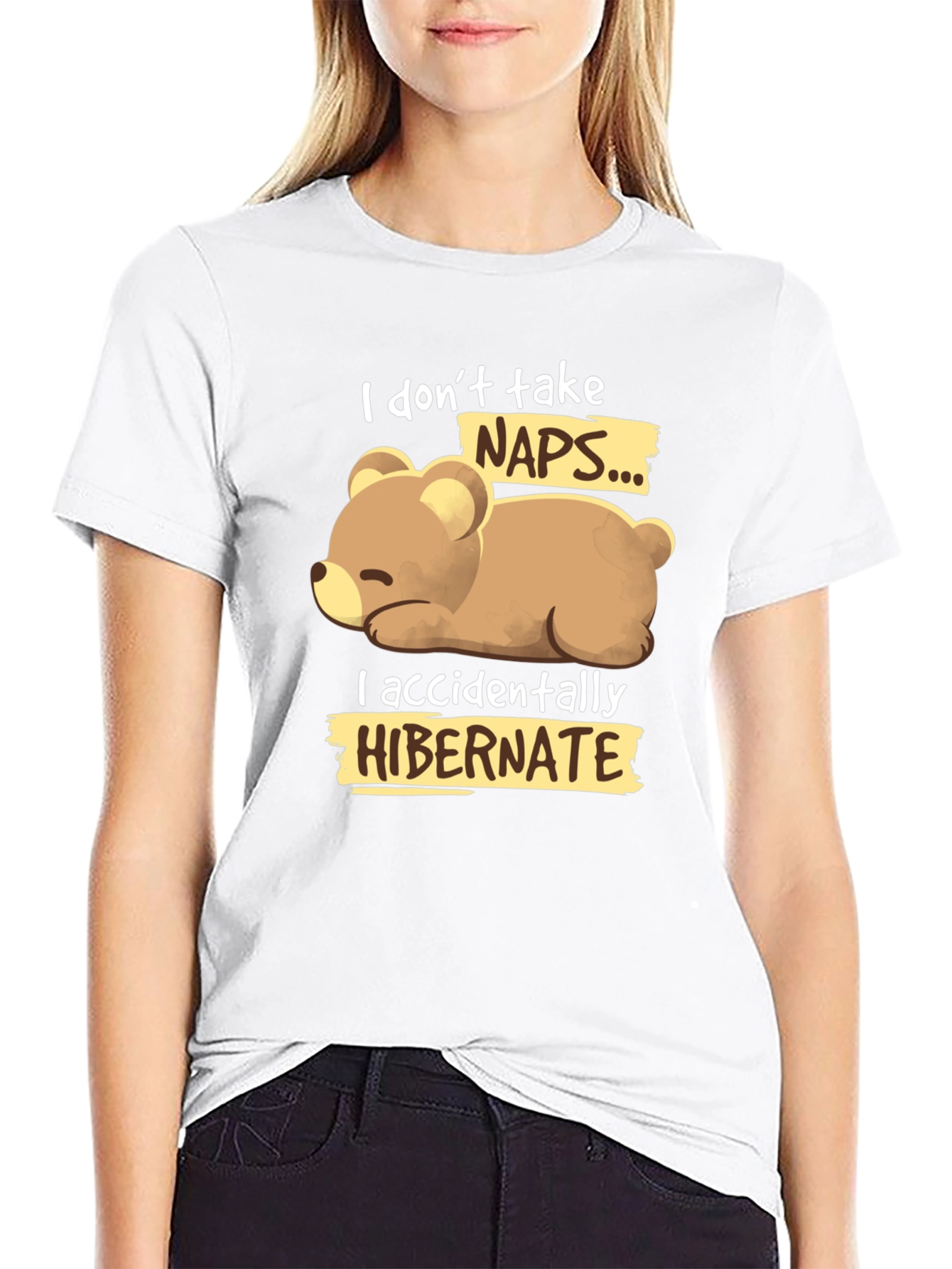 Black Funny Bear Hibernation T-Shirt - Novelty Sleep Tee view 9