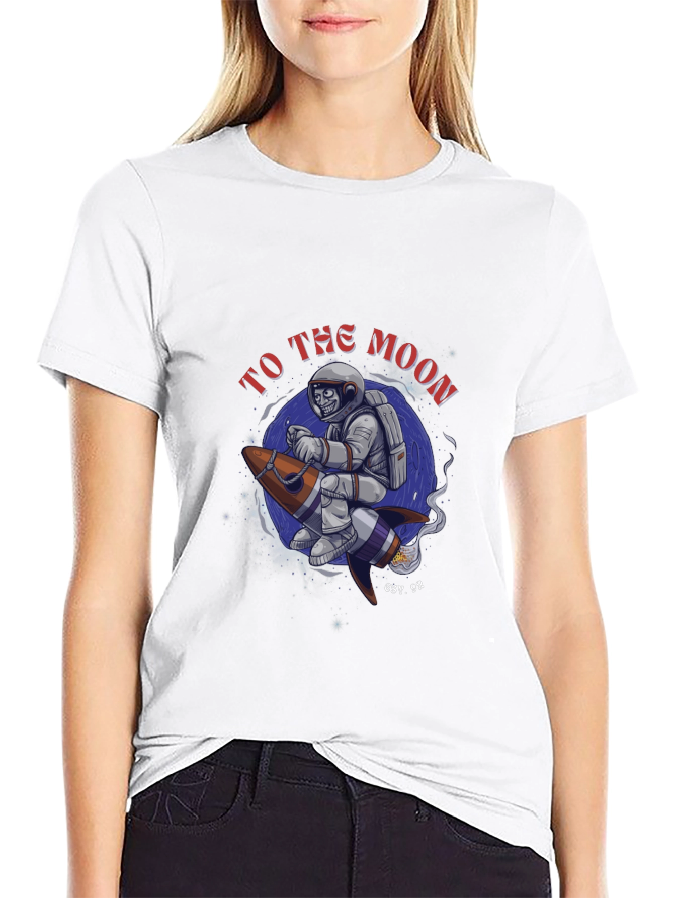 Black To the Moon Astronaut Black T-Shirt view 9