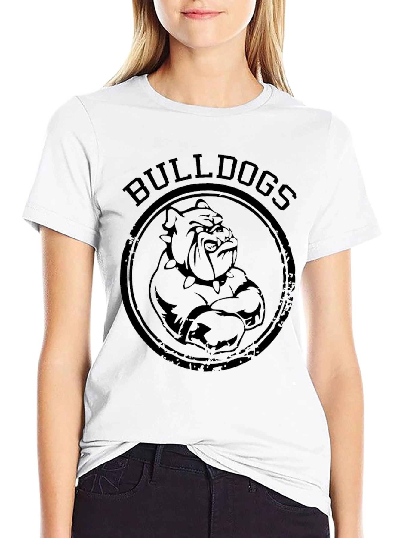 Black Bulldogs Graphic Print T-Shirt - Classic Design view 9