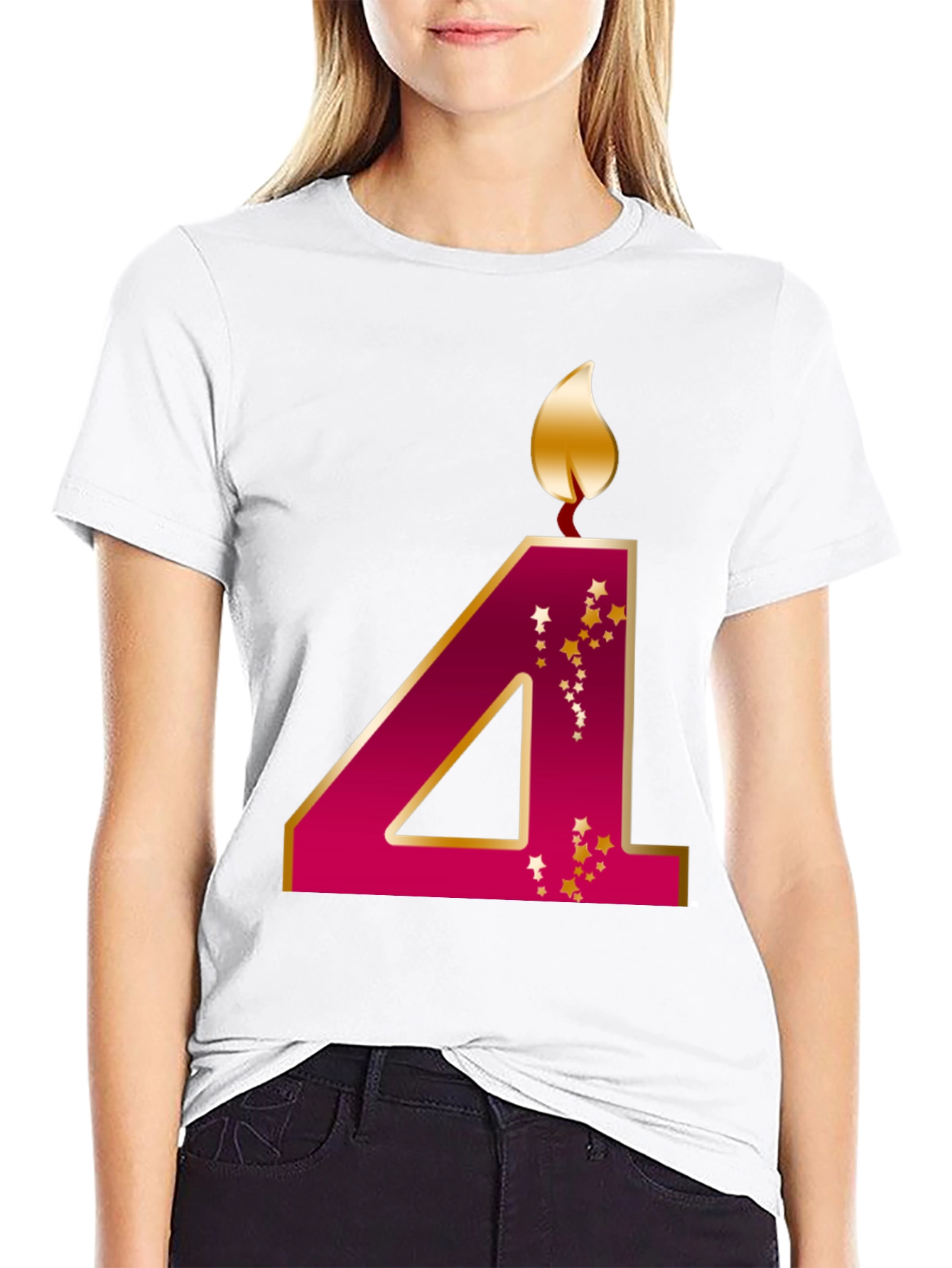 Birthday Number 4 Candle T-Shirt - 9