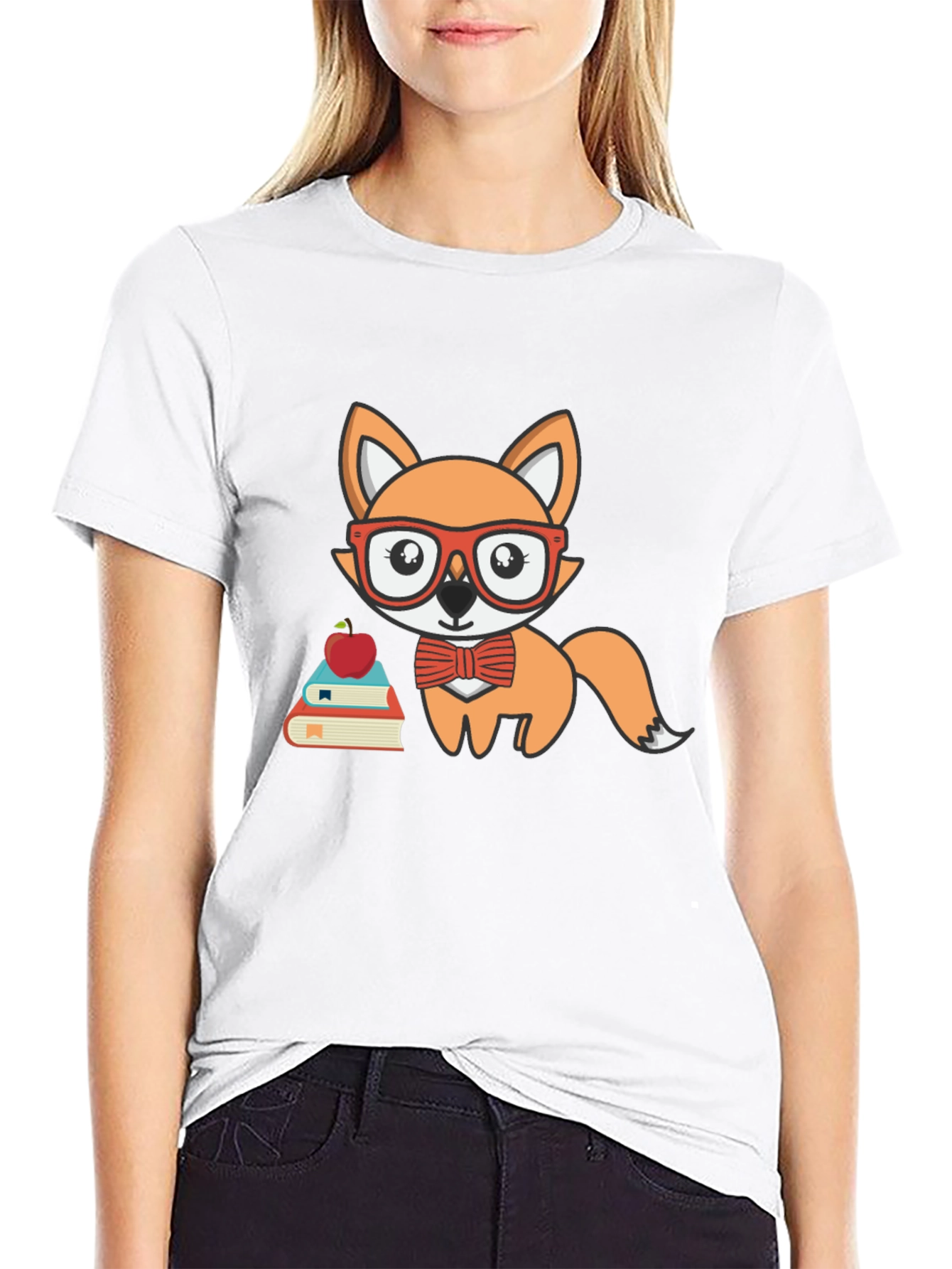 Black Smart Fox Teacher T-Shirt view 9
