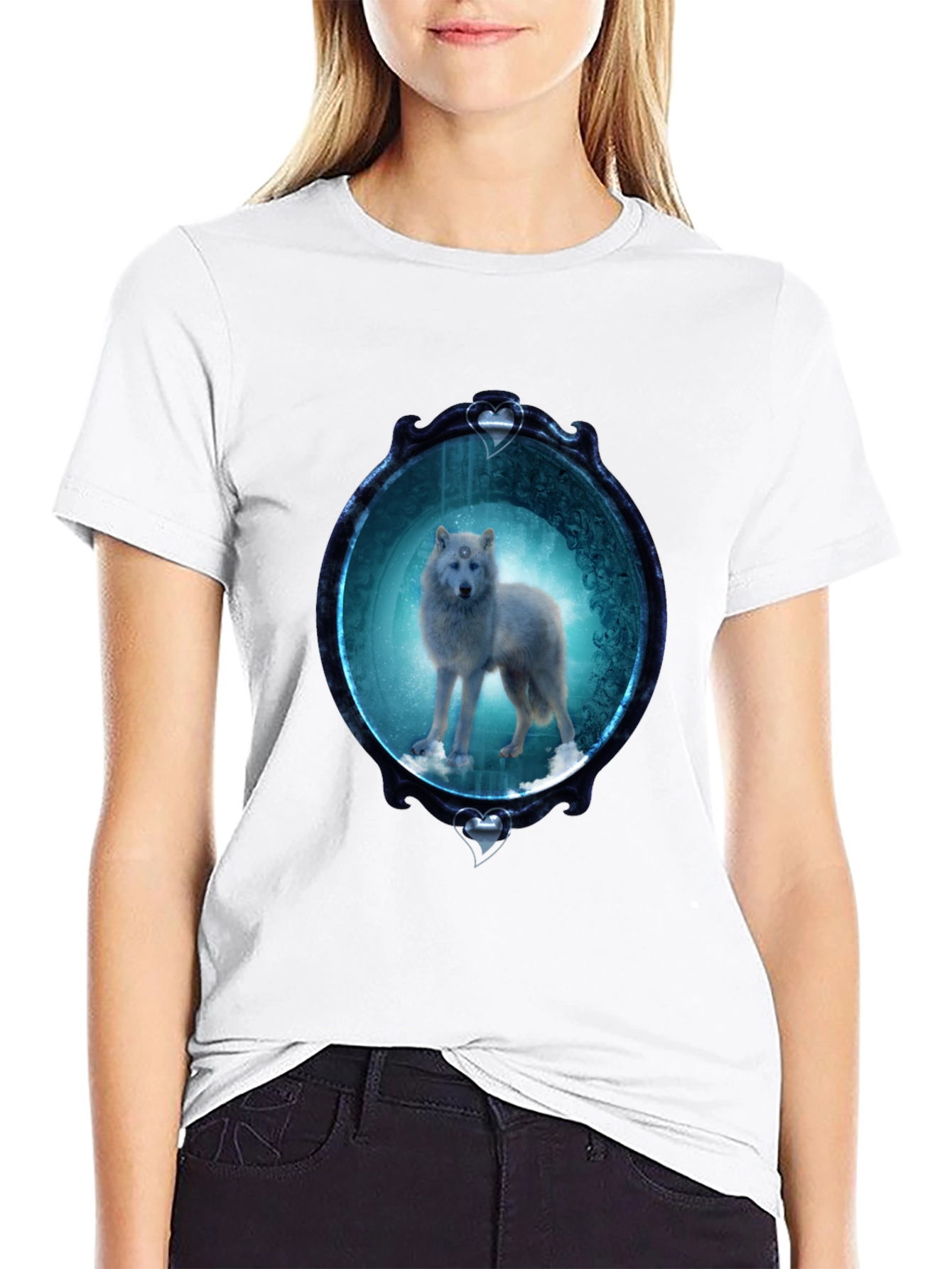 Black Wolf in Mirror Graphic Tee - Black view 9