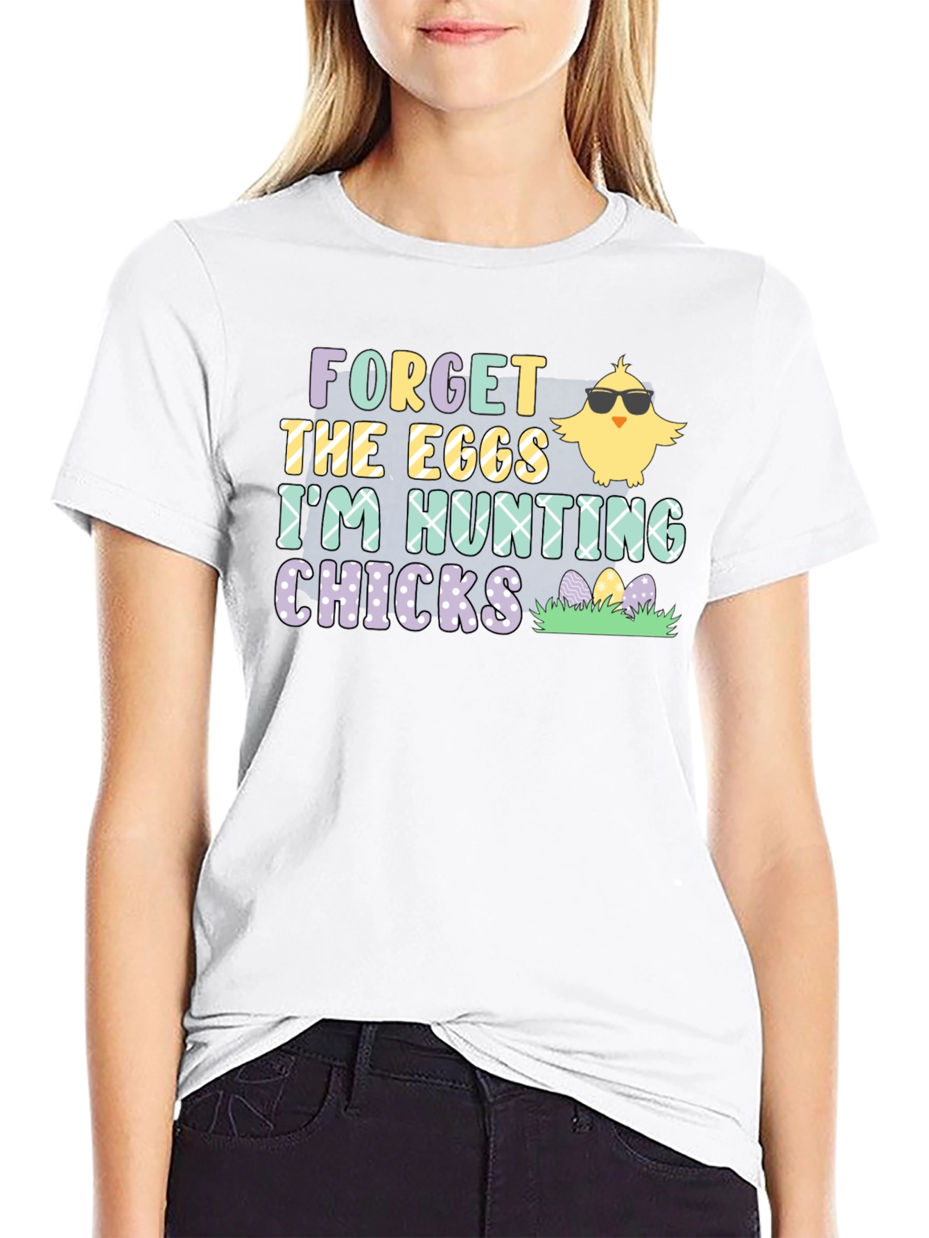 Black Forget The Eggs T-Shirt - I'm Hunting Chicks view 9