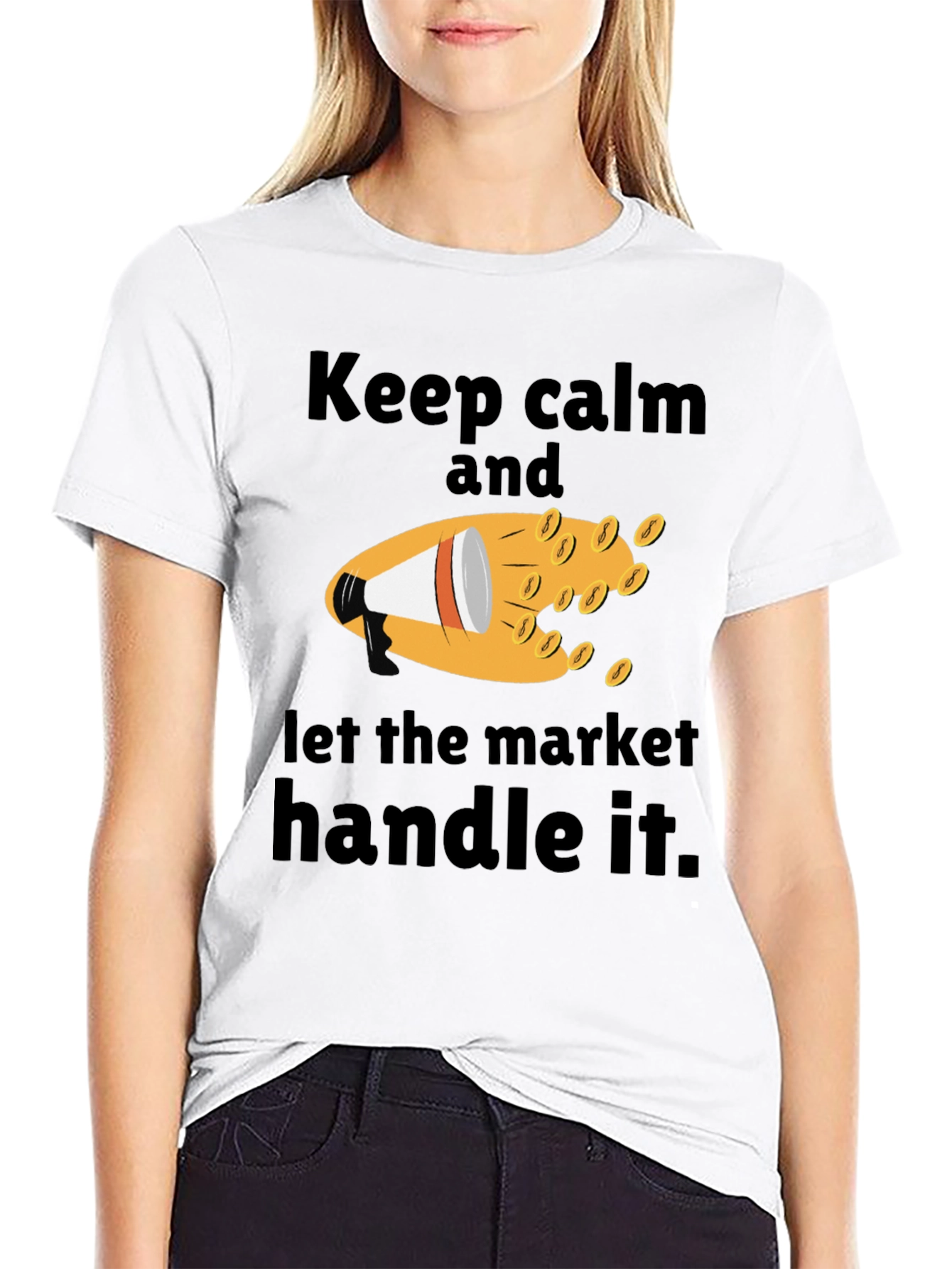 Black Keep Calm Market Handle Black Graphic Tee view 9